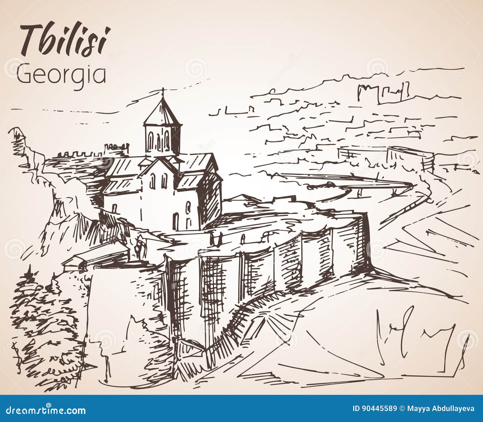 Рисунки крепости Нарикала в Тбилиси