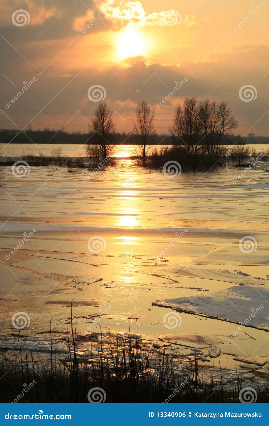 vistula river in poland - sunset.