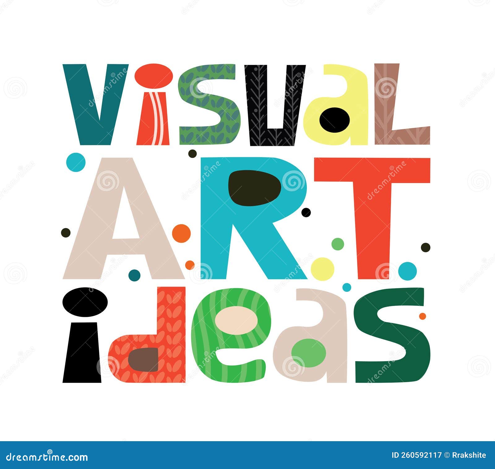 Visual Art Ideas Colourful Vector Lettering. World Art Day. Stock