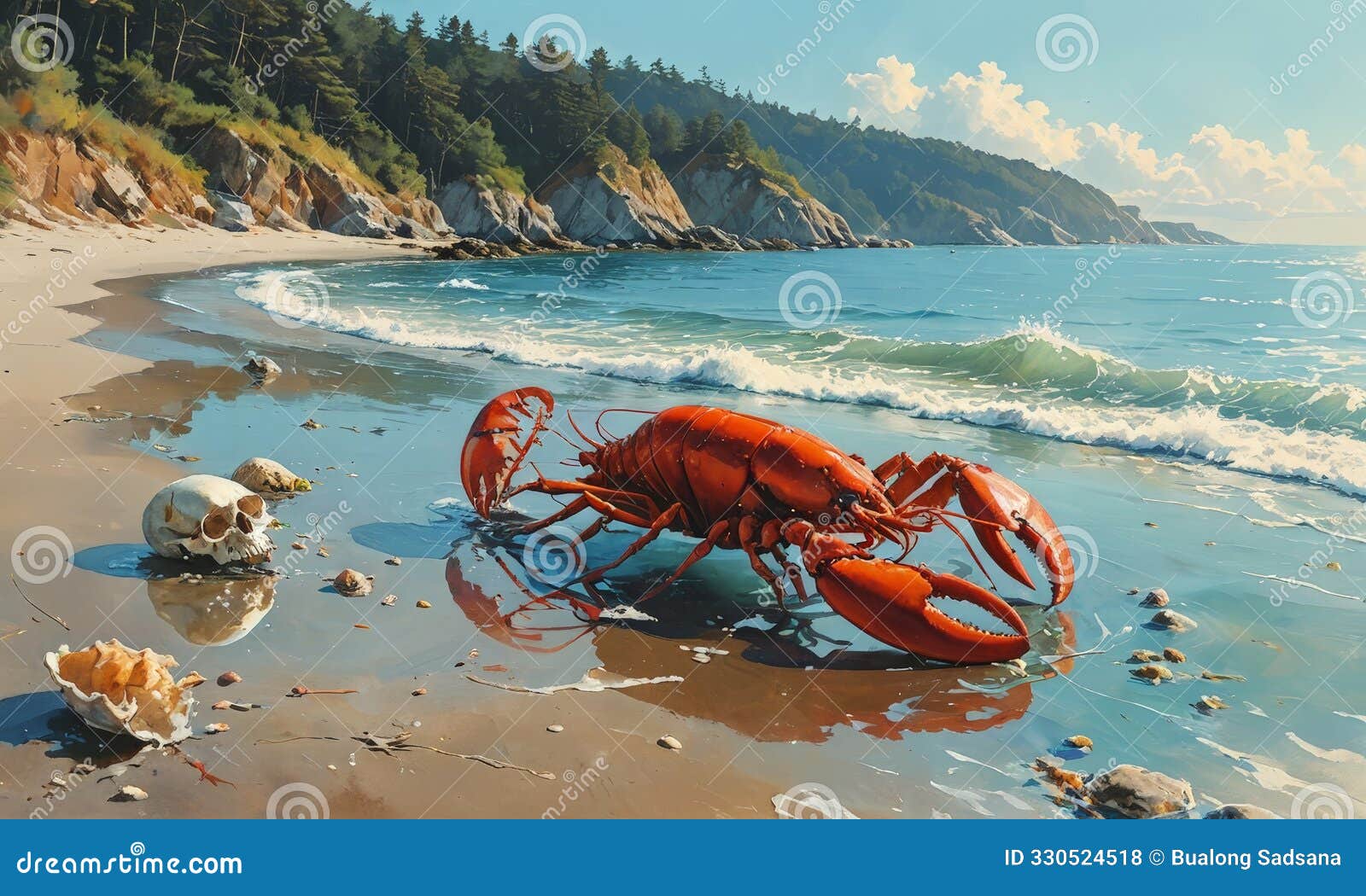 painting crab on the beach