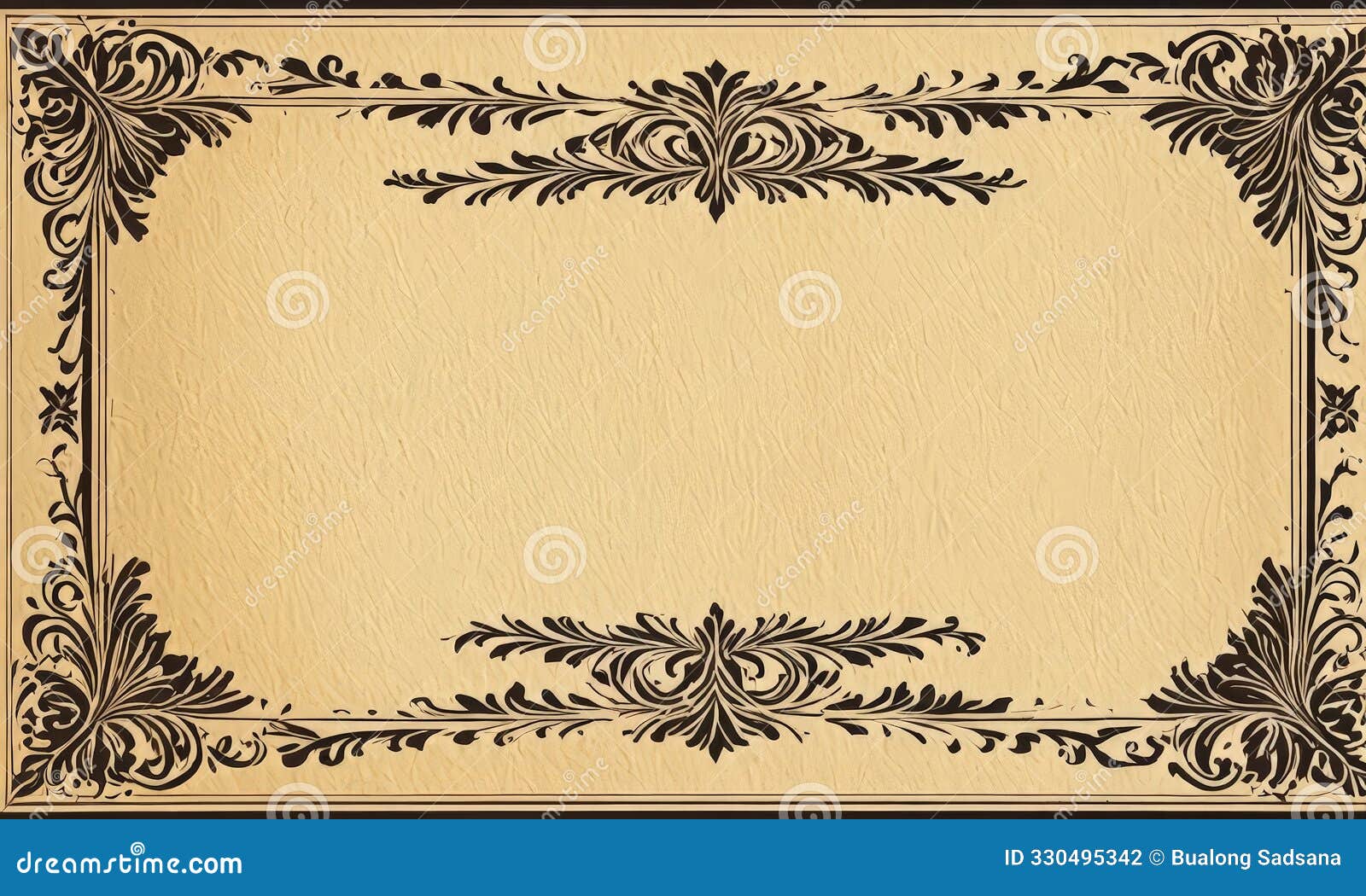 vintage frame with floral ornames on beige background