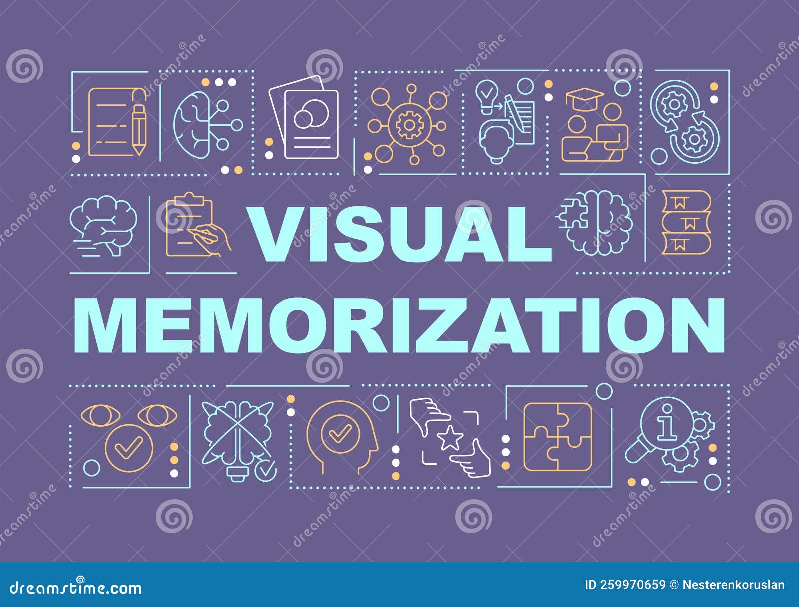 visual memorization word  violet banner