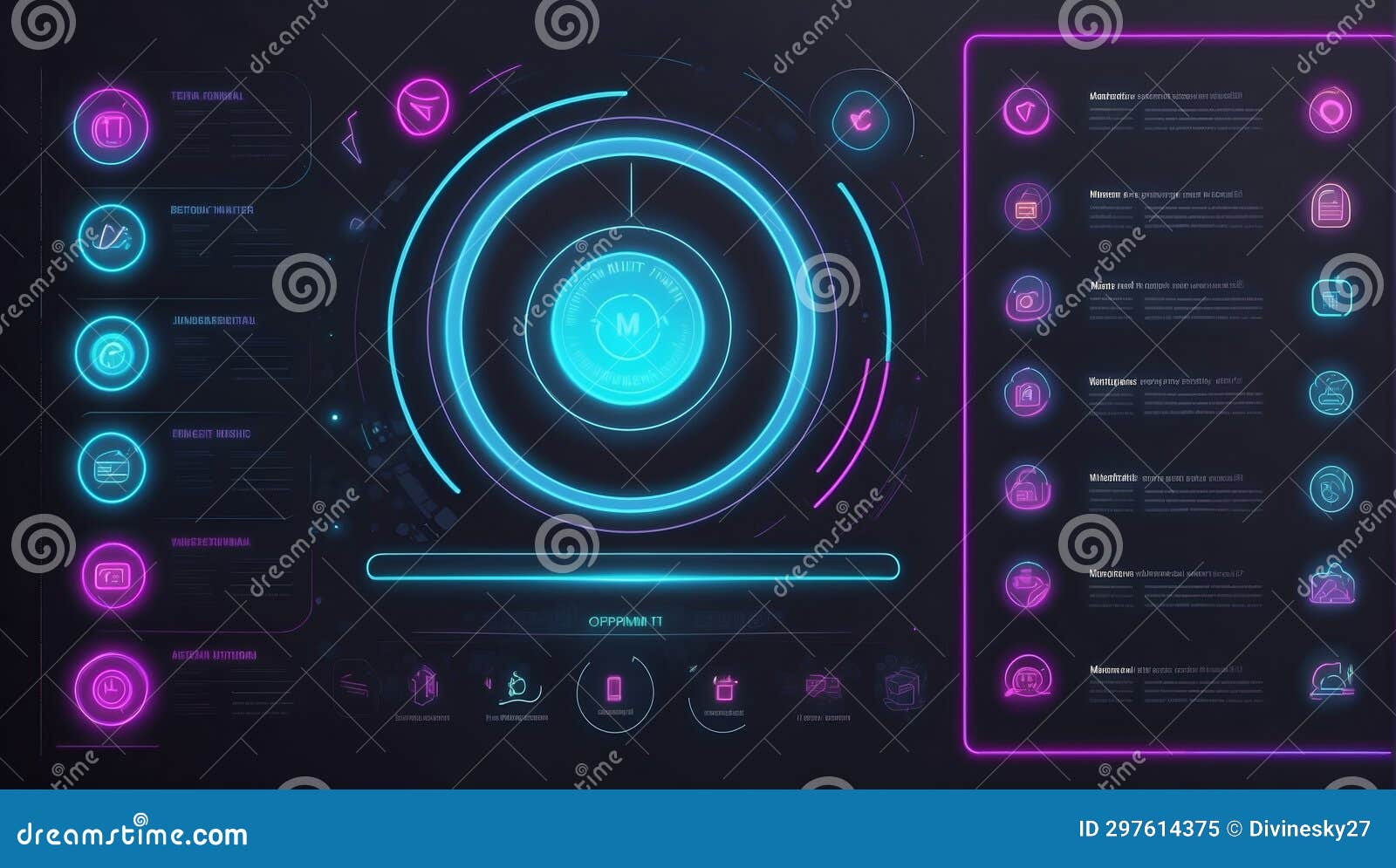 visual wonderland: sleek neon buttons, virtual reality, dynamic data vibes. ai generated