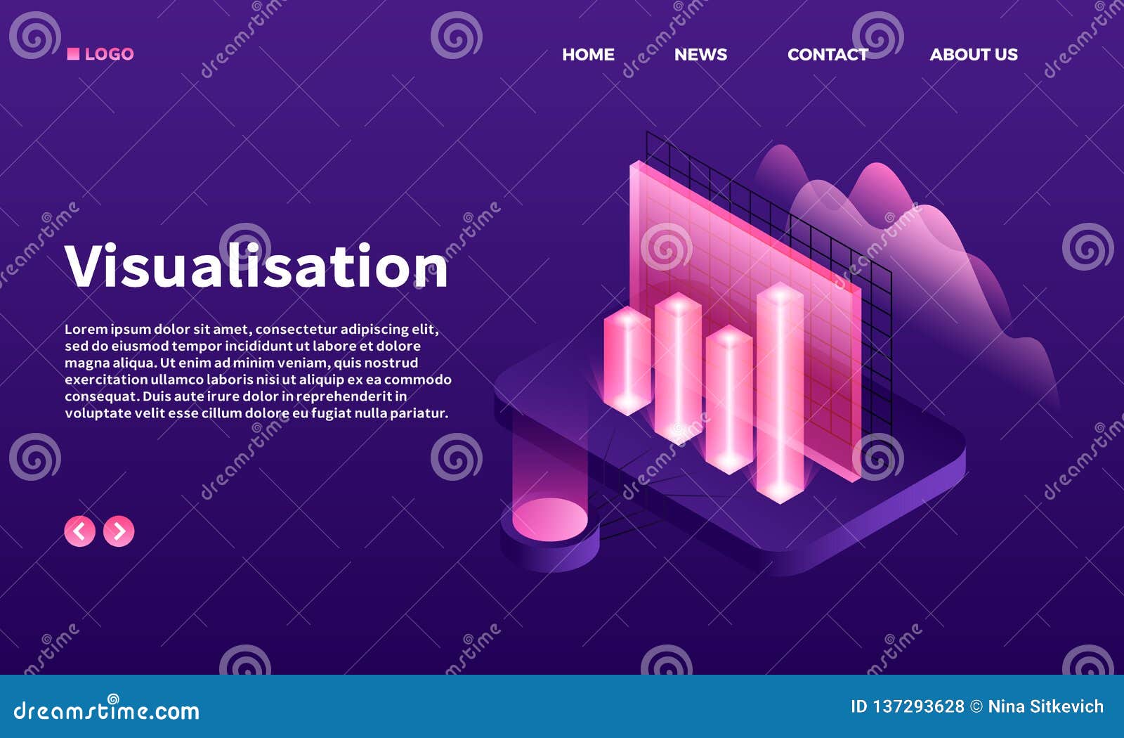 Visualisation Banner, Isometric Style Stock Vector Illustration of