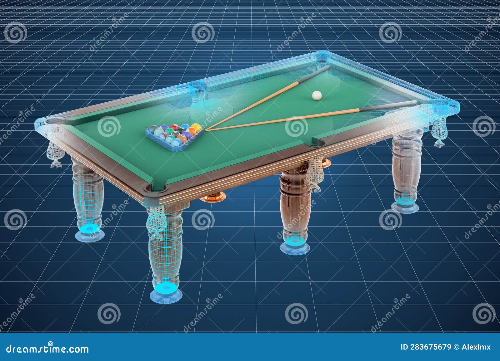 Visualization 3d Cad Model Of Billiard Table 3d Rendering Stock