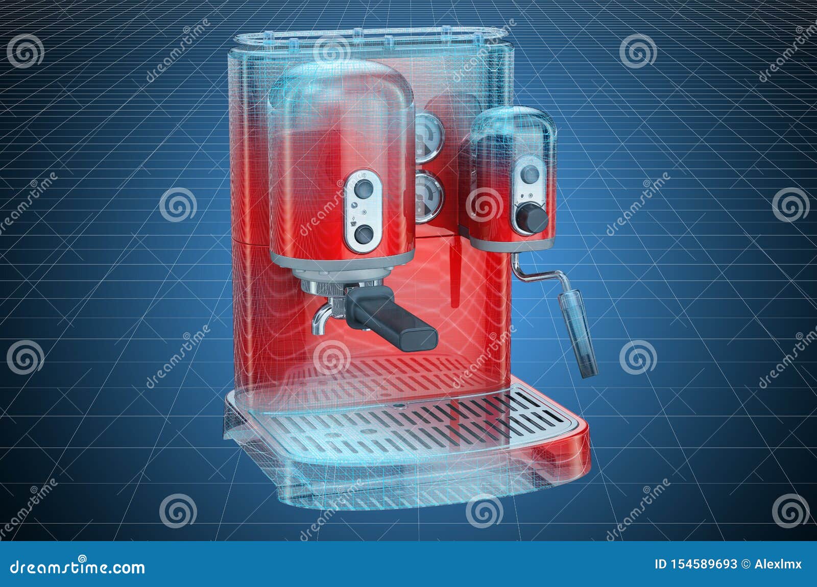 Visualization 3d Cad Model of Coffeemaker or Coffee Machine Retro