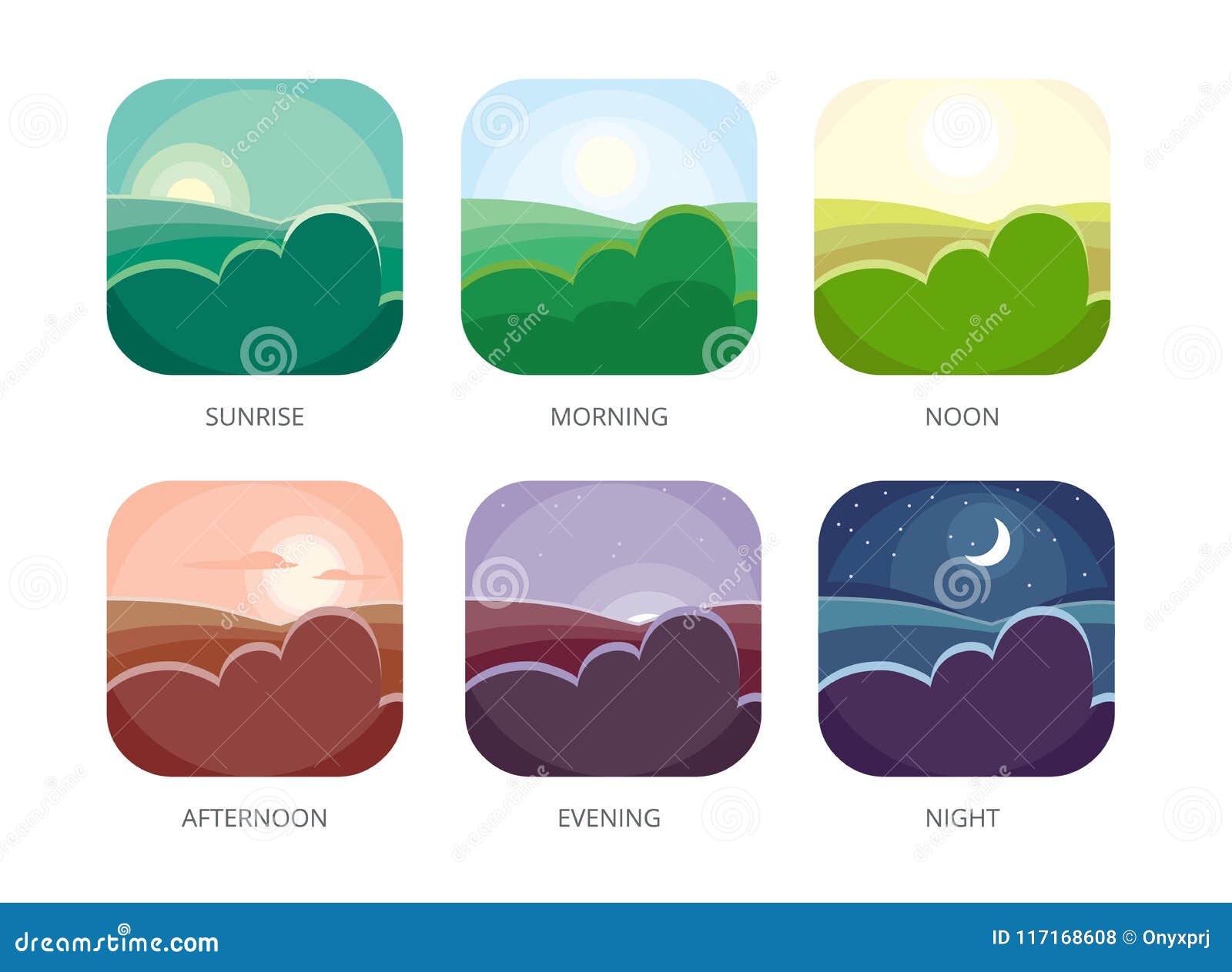 Morning Noon Night Stock Illustrations 310 Morning Noon Night Stock