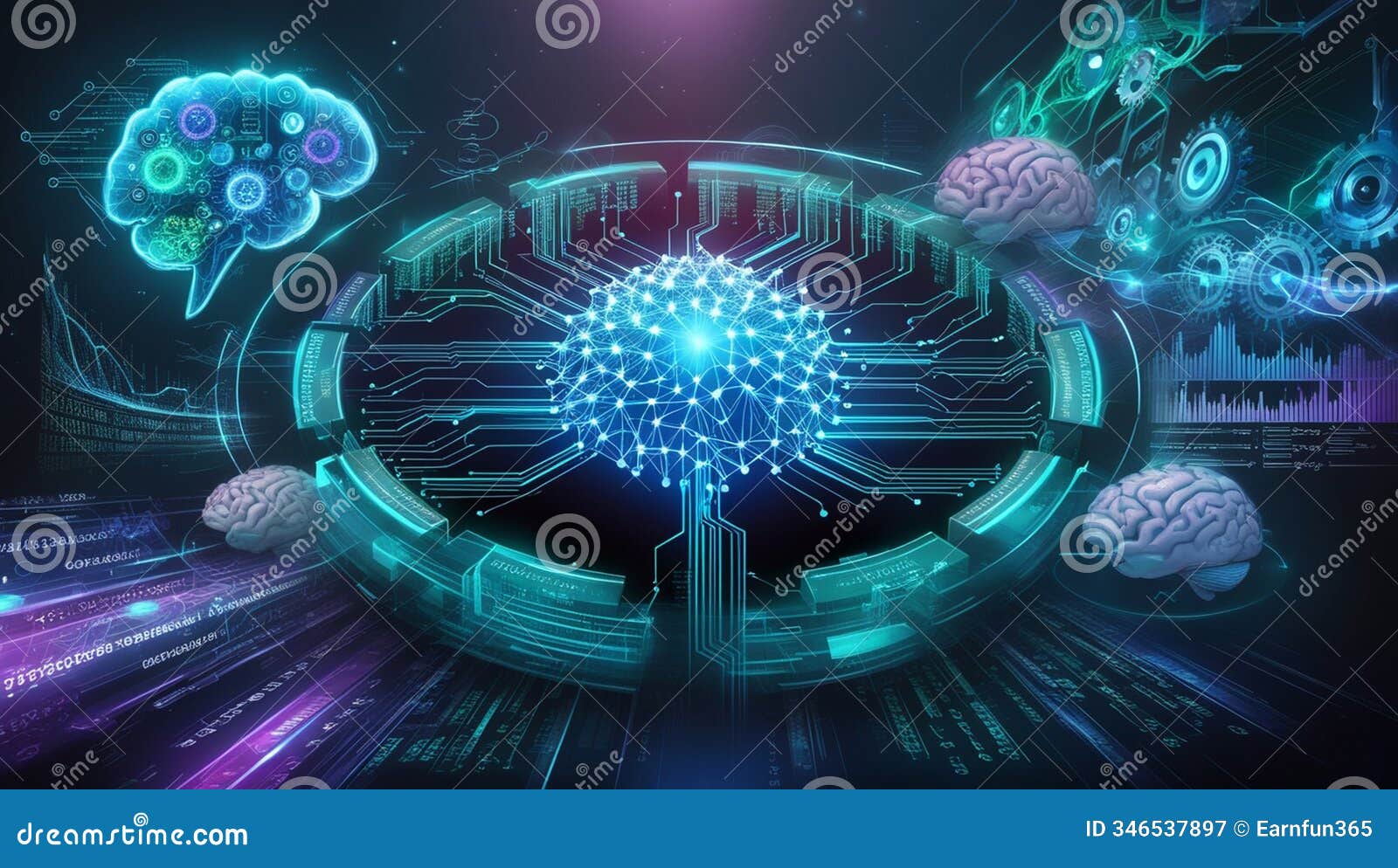 visualize the concept of artificial intelligence (ai) as a dynamic, futuristic 