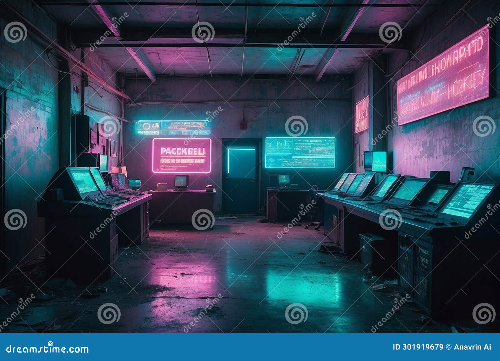 a visually striking holographic grungy cybercrime scene. ai generated