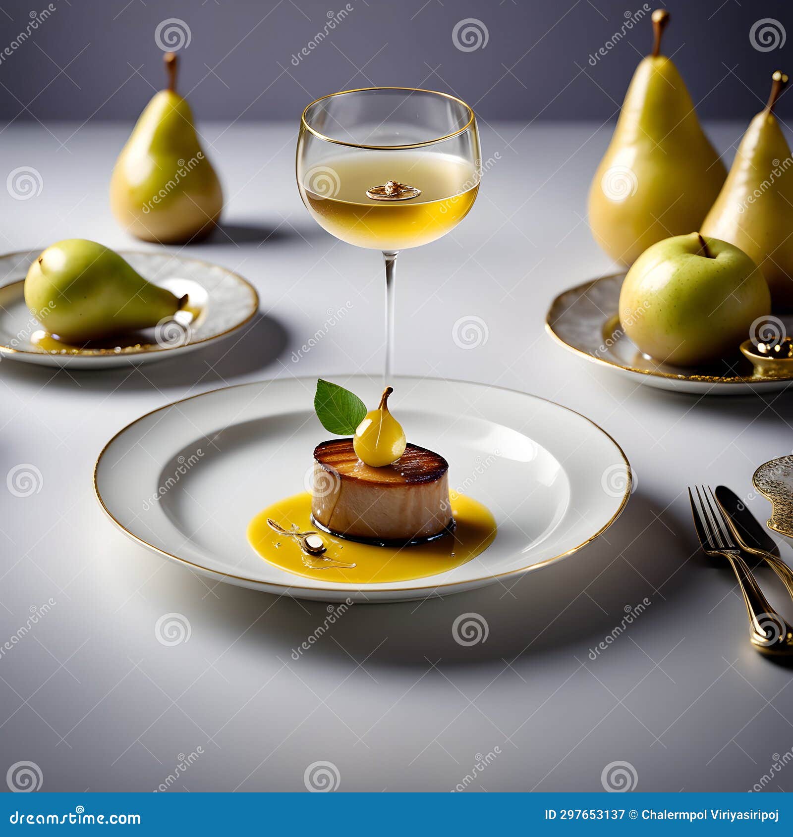 A Visually Striking Plate of Seared Foie Gras Accented Stock