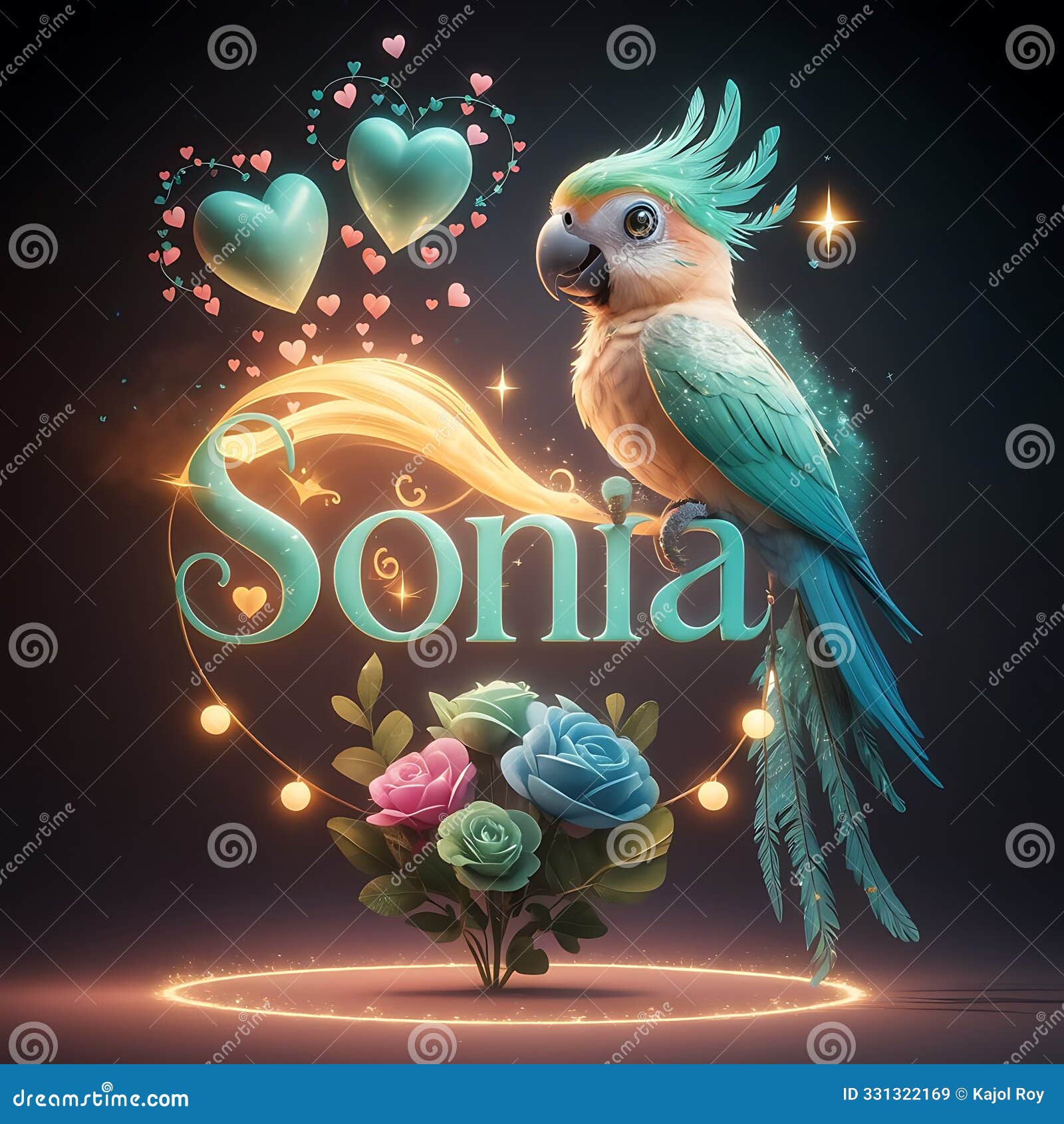a visually stunning and luxurious sonia word. valentine's compositions. 3d 