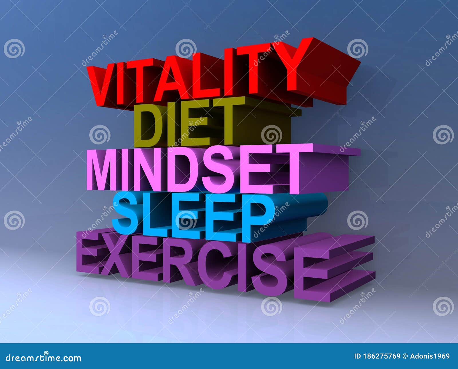 Vitality Diet Mindset Slepp Exercise Stock Illustration Illustration