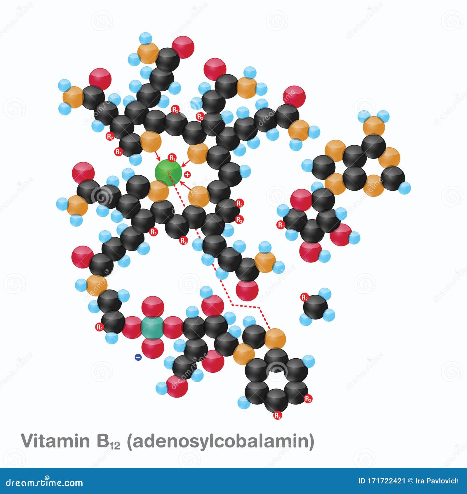 Vitamin B12 (adenosylcobalamin) Sphere Stock Vector Illustration of
