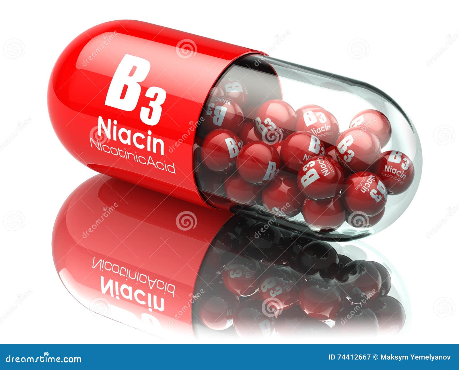 vitamin b3 capsule. pill with niacin or nicotinic acid. dietary