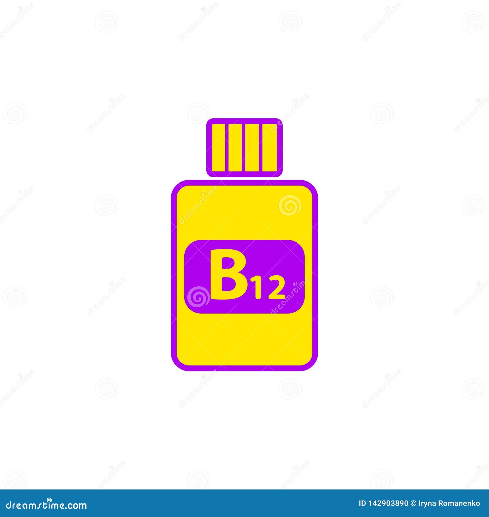 Vitamin B12 Flat Icon in Yellowviolet Colors. Stock Vector
