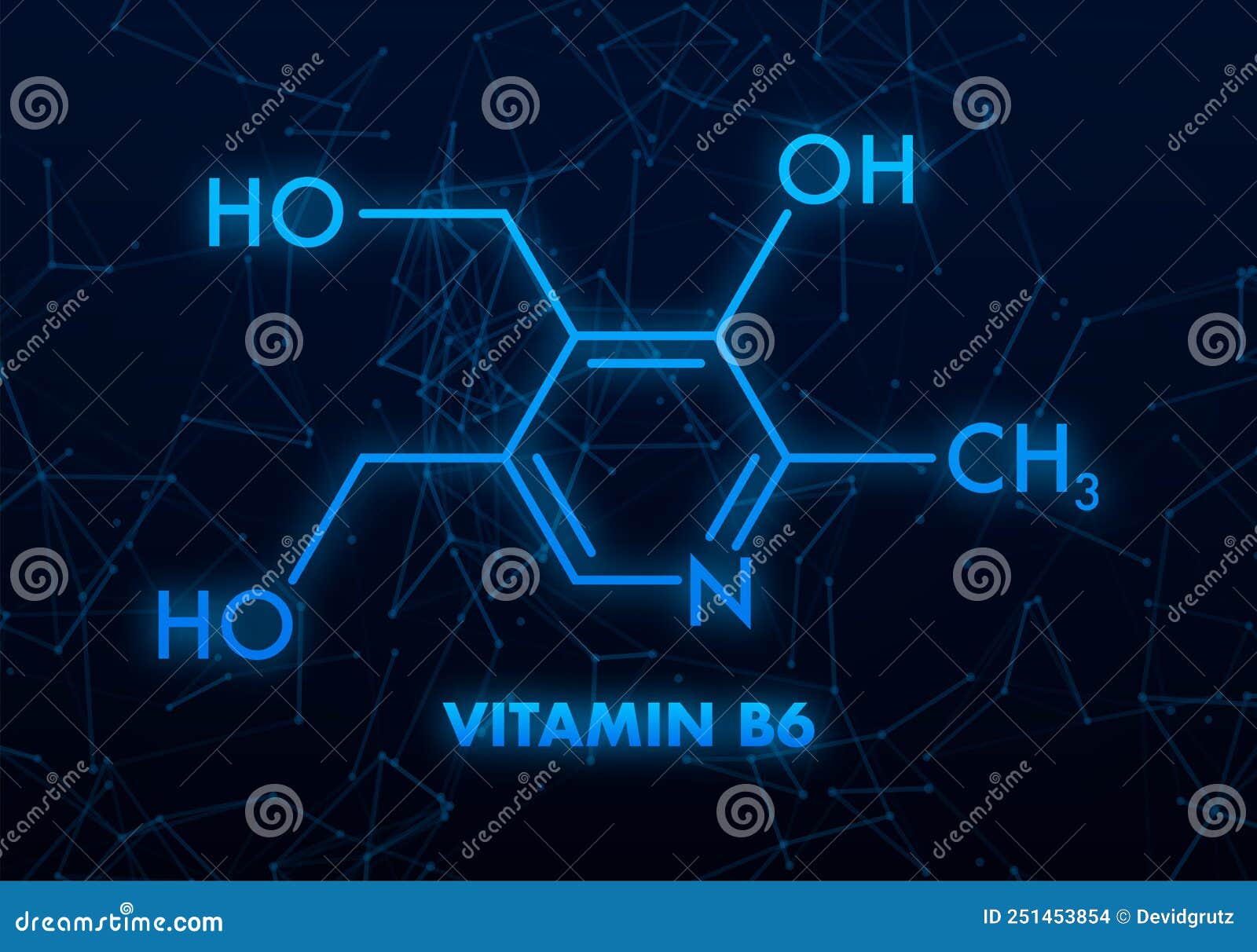 Vitamin B6 Formula for Medical Design. Vitamin B6 Formula. Stock Vector