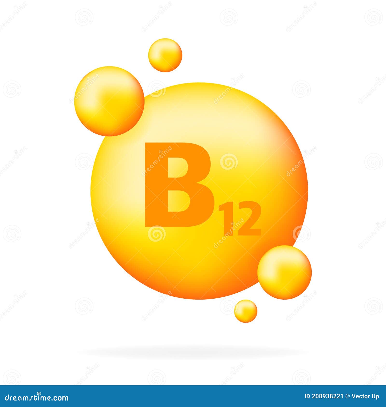 Vitamin B12. Niacin Vitamin Drop Pill Capsule Icon. Stock Vector
