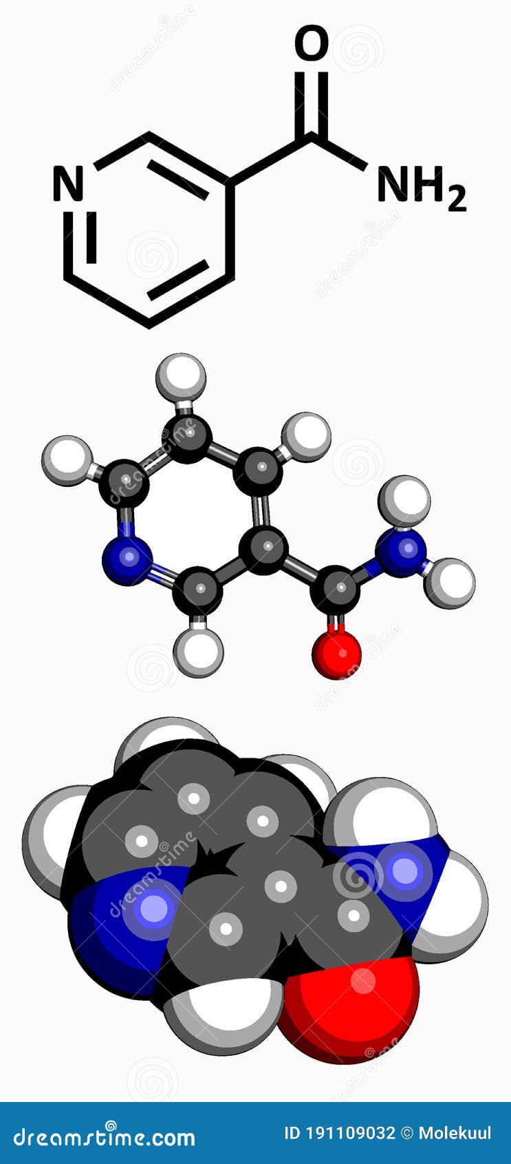 Vitamin B3 Niacin Molecule. Stock Vector Illustration of