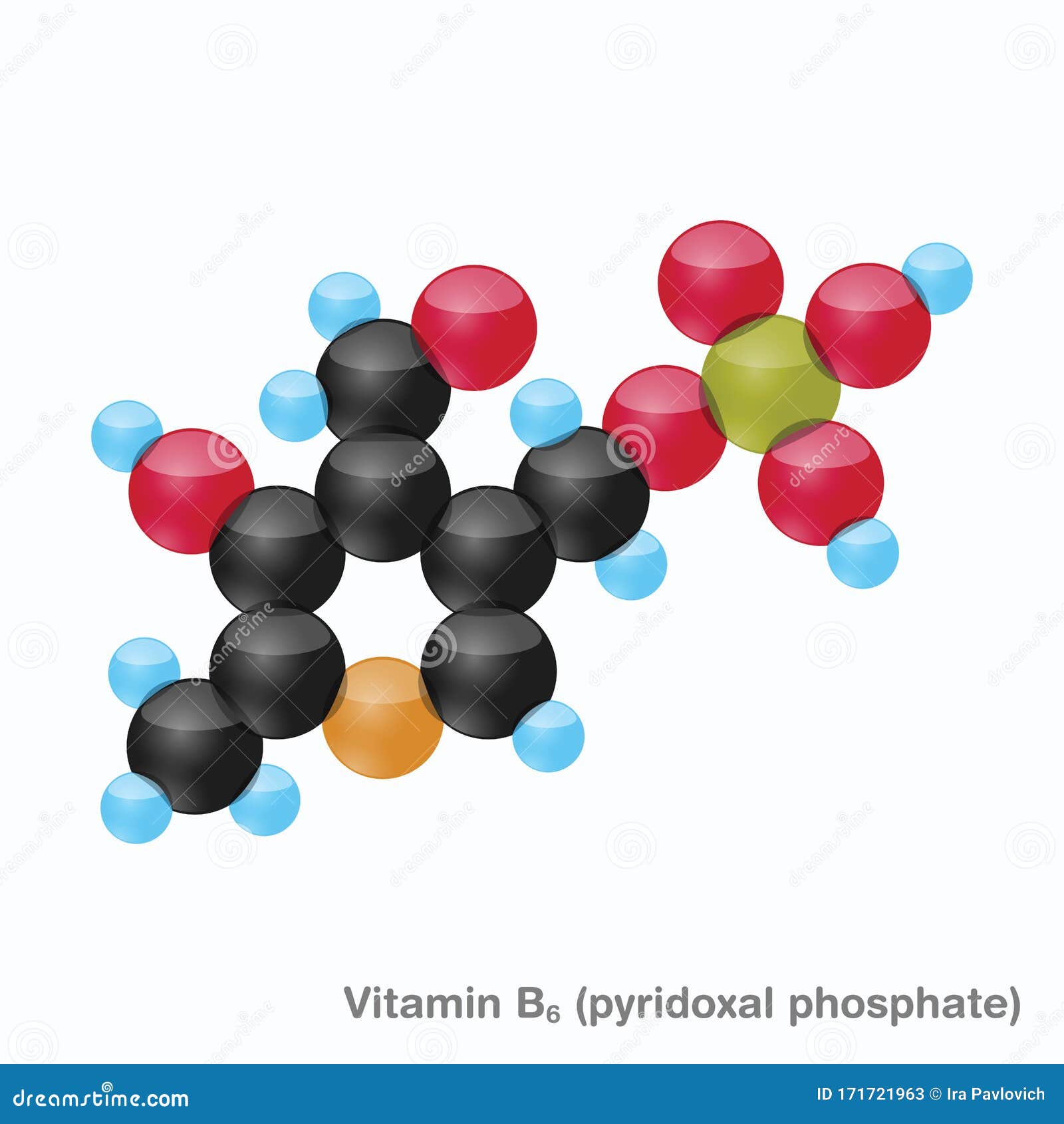 Vitamin B6 (pyridoxal Phosphate) Sphere Stock Vector Illustration of