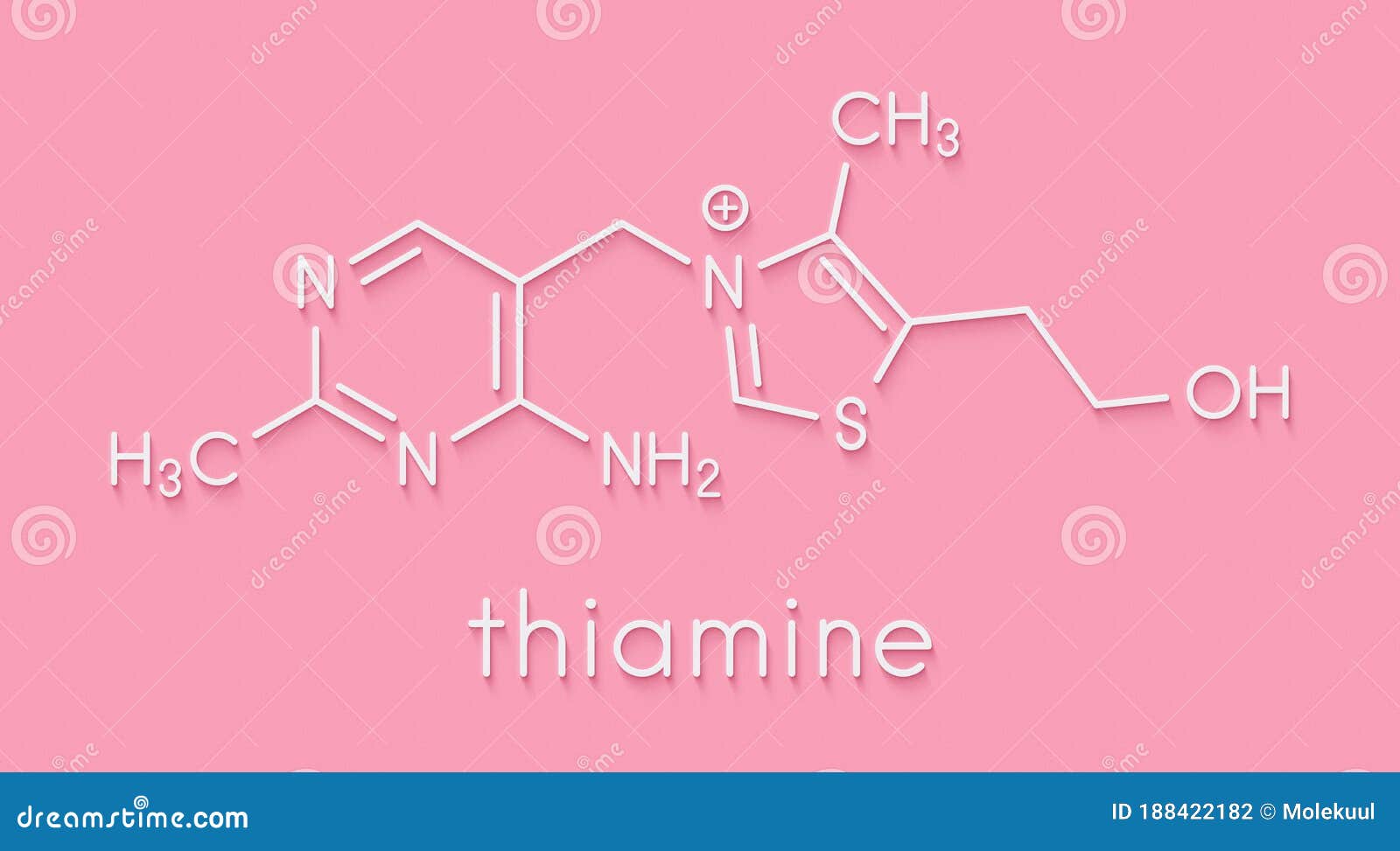 vitamin b1 thiamine molecule. skeletal formula.