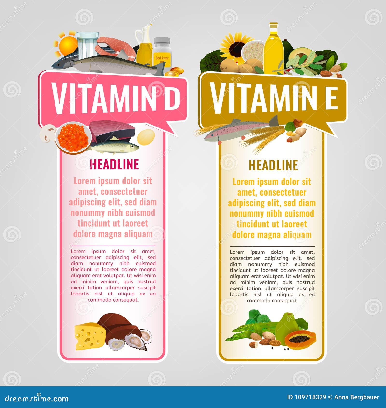 Vitamin Banners Set stock vector. Illustration of heading 109718329