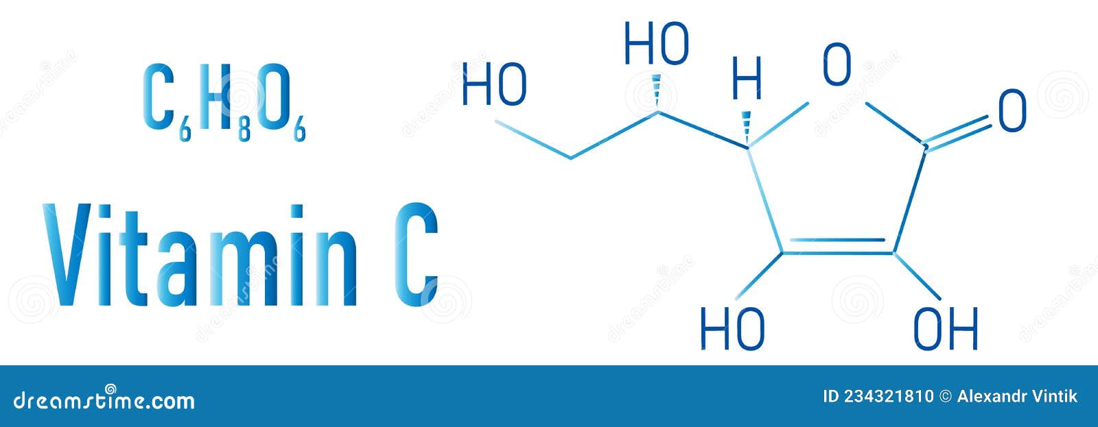 Vitamin C Ascorbic Acid, Ascorbate Molecule. Skeletal Formula Stock Vector Illustration of