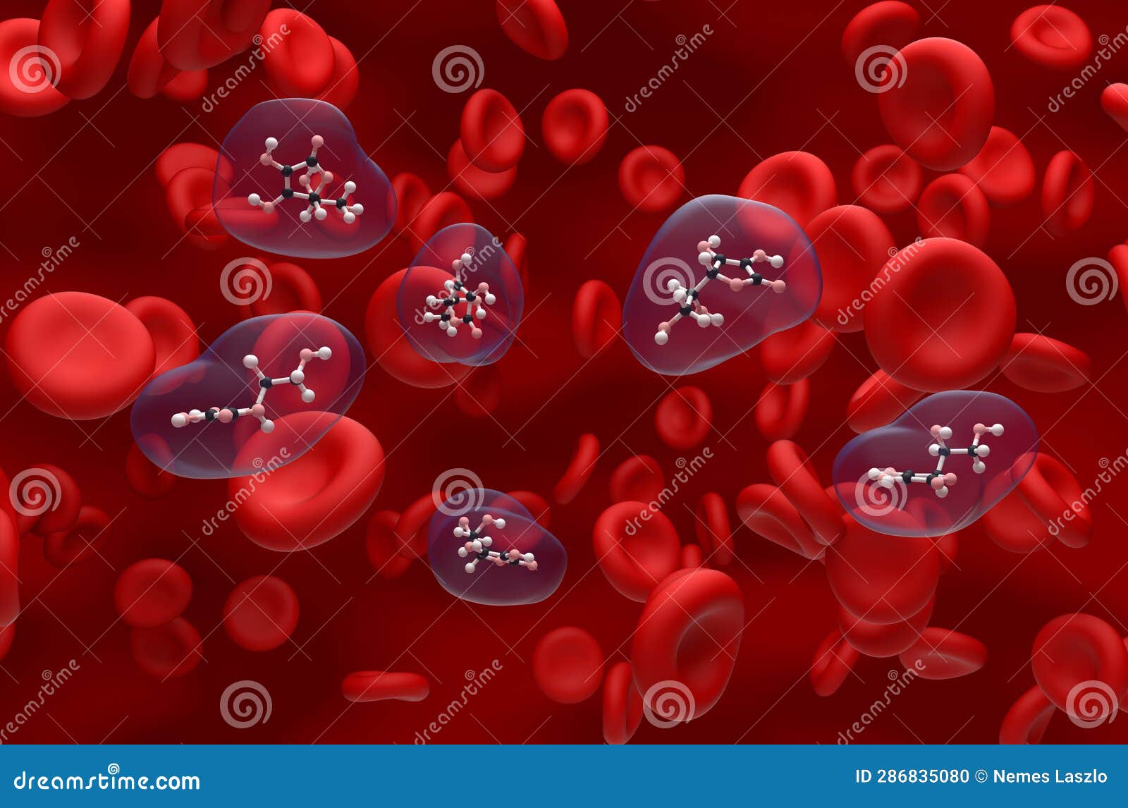 Vitamin C (ascorbic Acid) Structure in the Blood Flow Ball and Stick