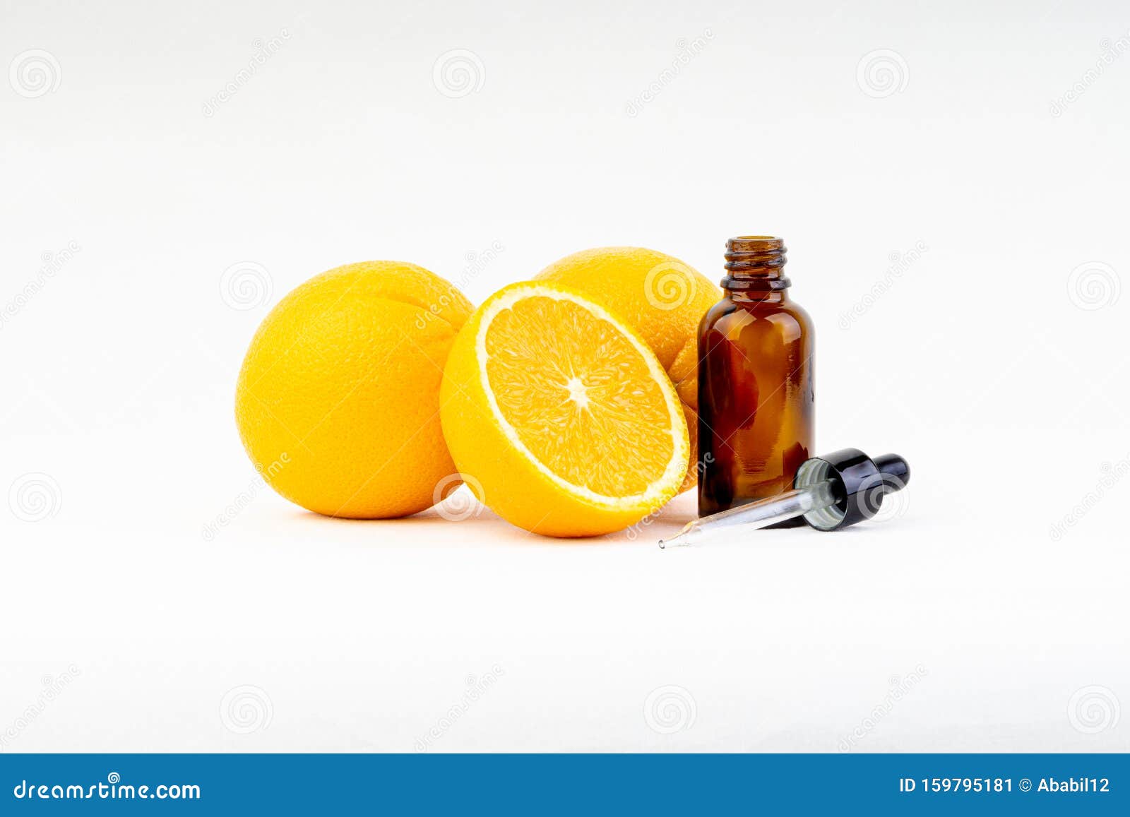 Vitamin C Serum Bottle with Dropper and Orange on White Background. Stock  Image - Image of hospital, drop: 159795181