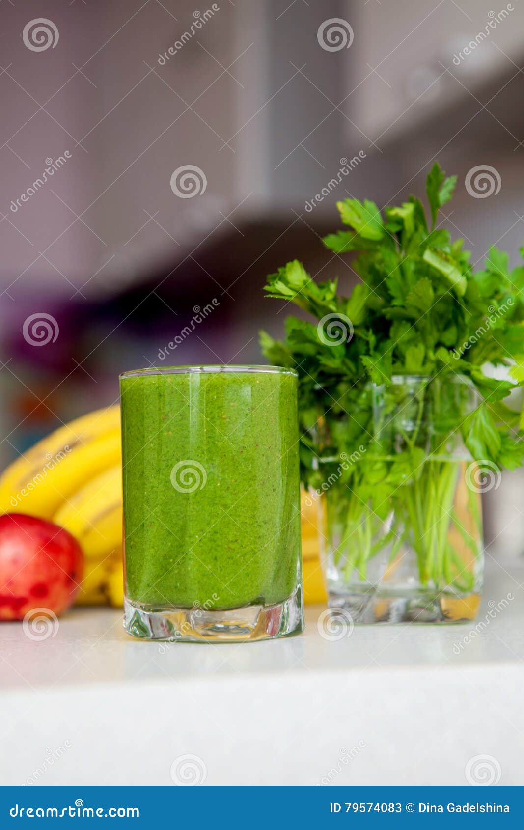Vitamin Cleansing Green Smoothie. Detox Stock Image - Image of healthy ...