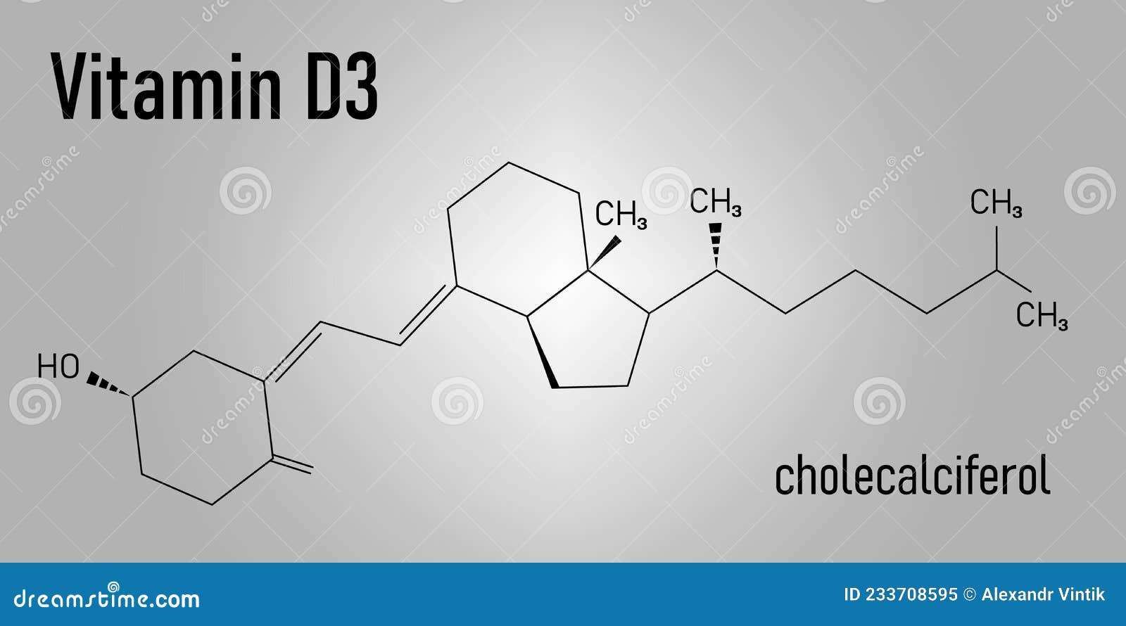 Vitamin D D3, Cholecalciferol Molecule. Skeletal Formula Stock Vector