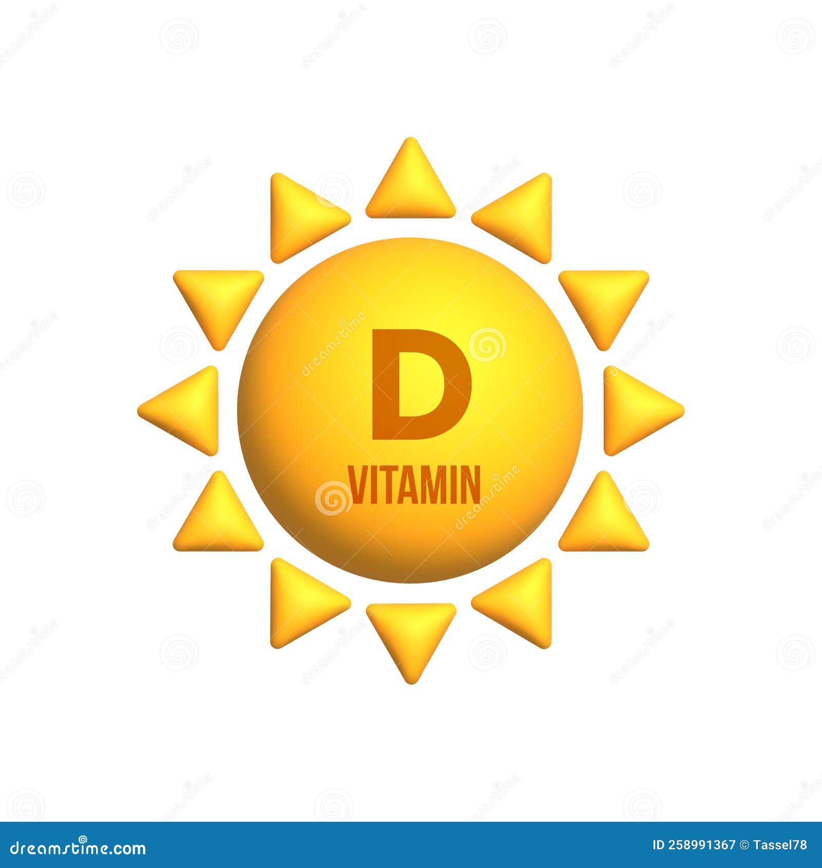 vitamin d icon on bright yellow sun. health care.