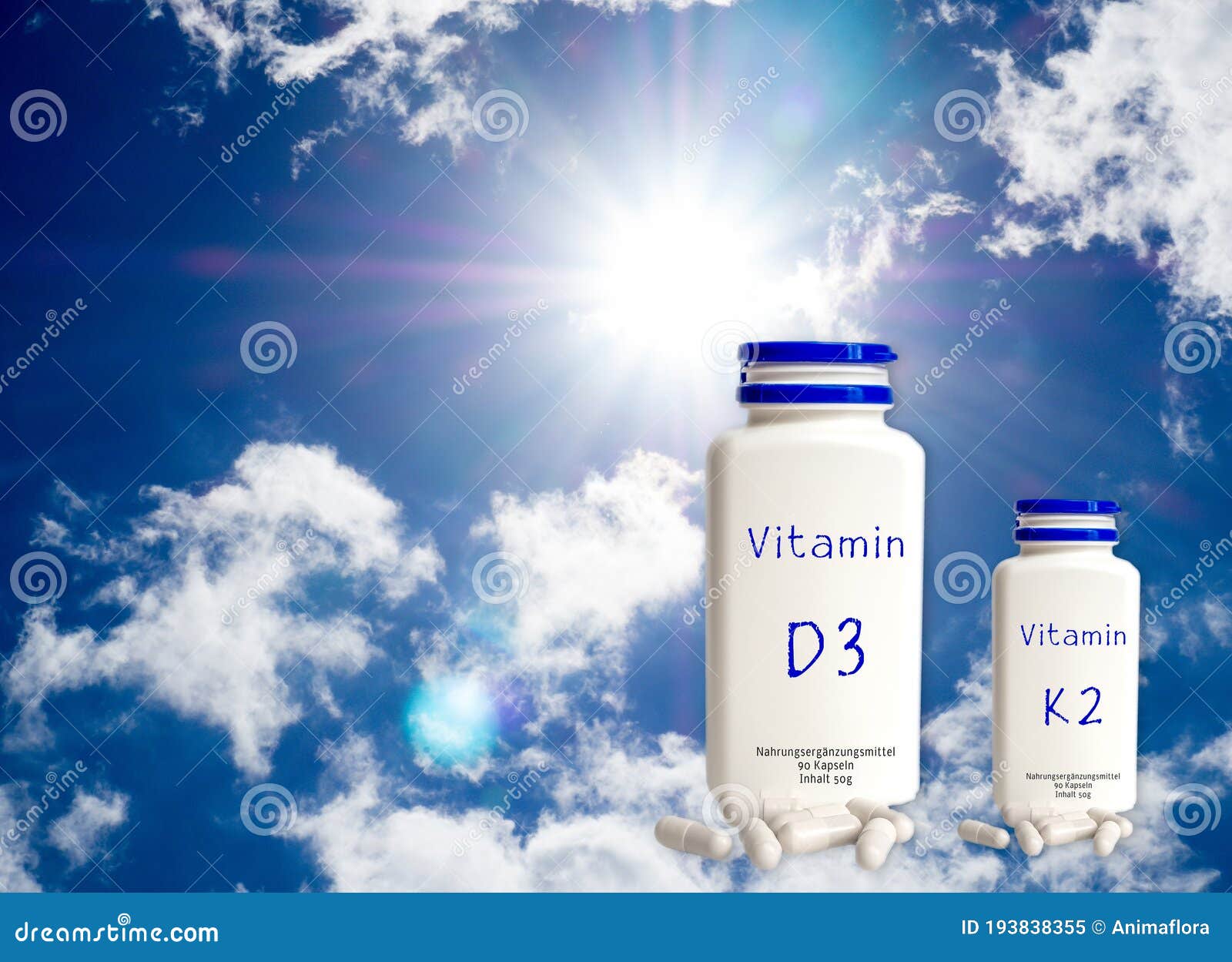 Vitamin D3 and K2 symbolic stock image. Image of medicine 193838355