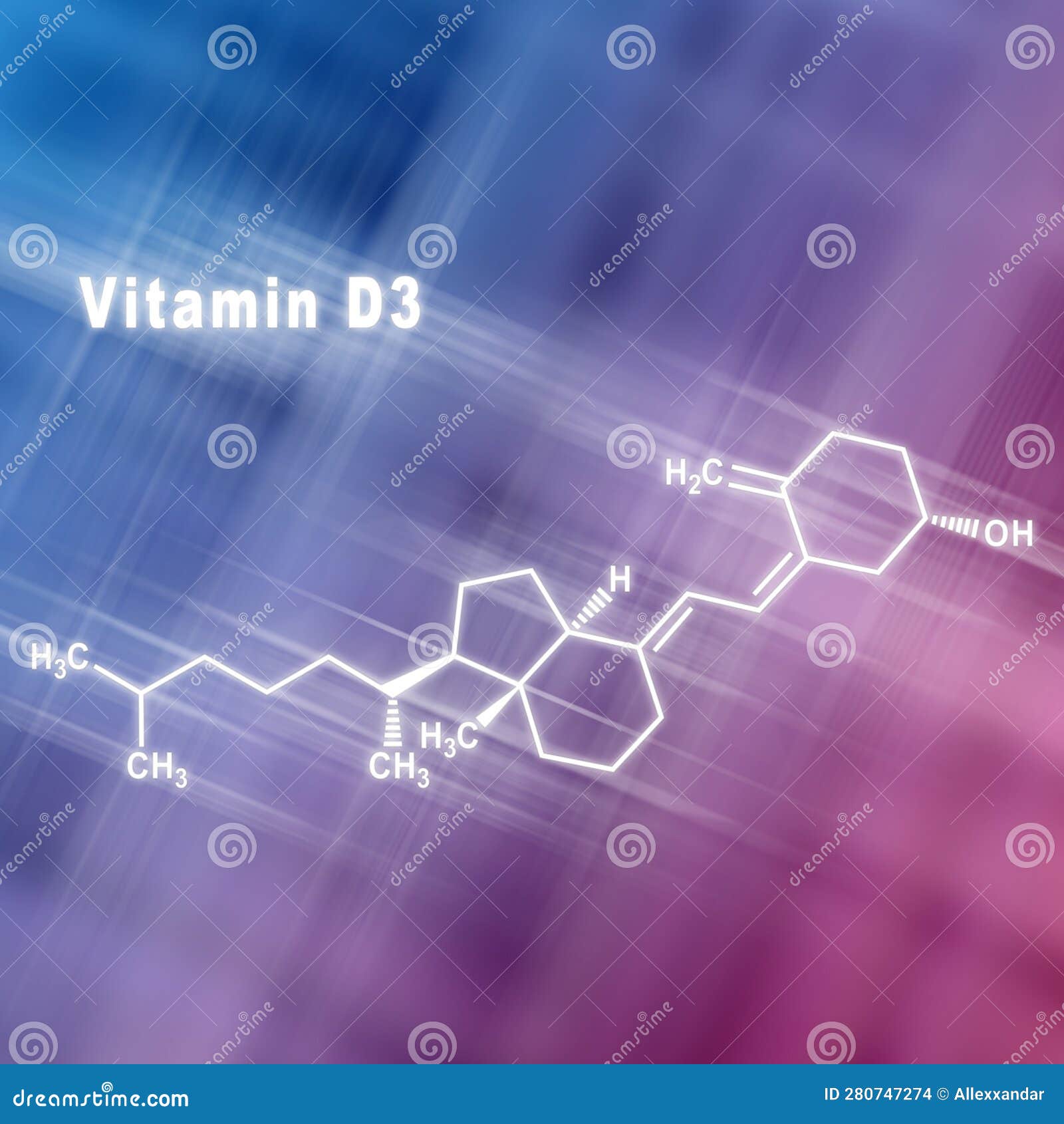 Vitamin D3, Structural Chemical Formula Stock Illustration