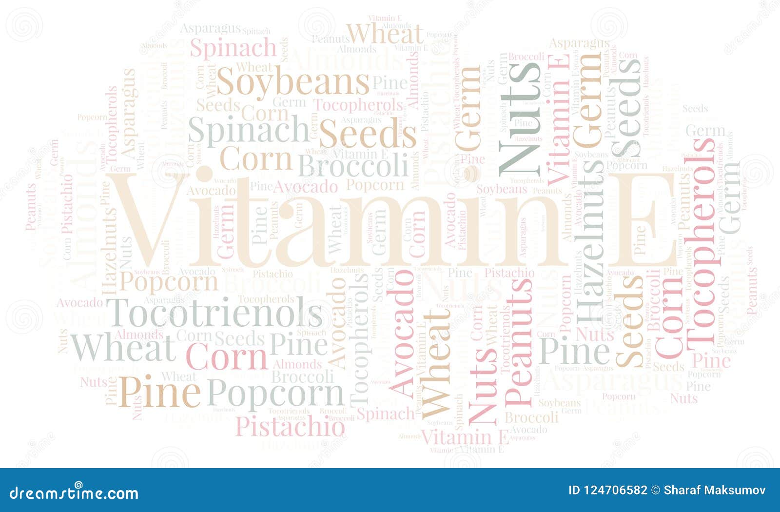 Vitamin E word cloud. stock illustration. Illustration of peanuts