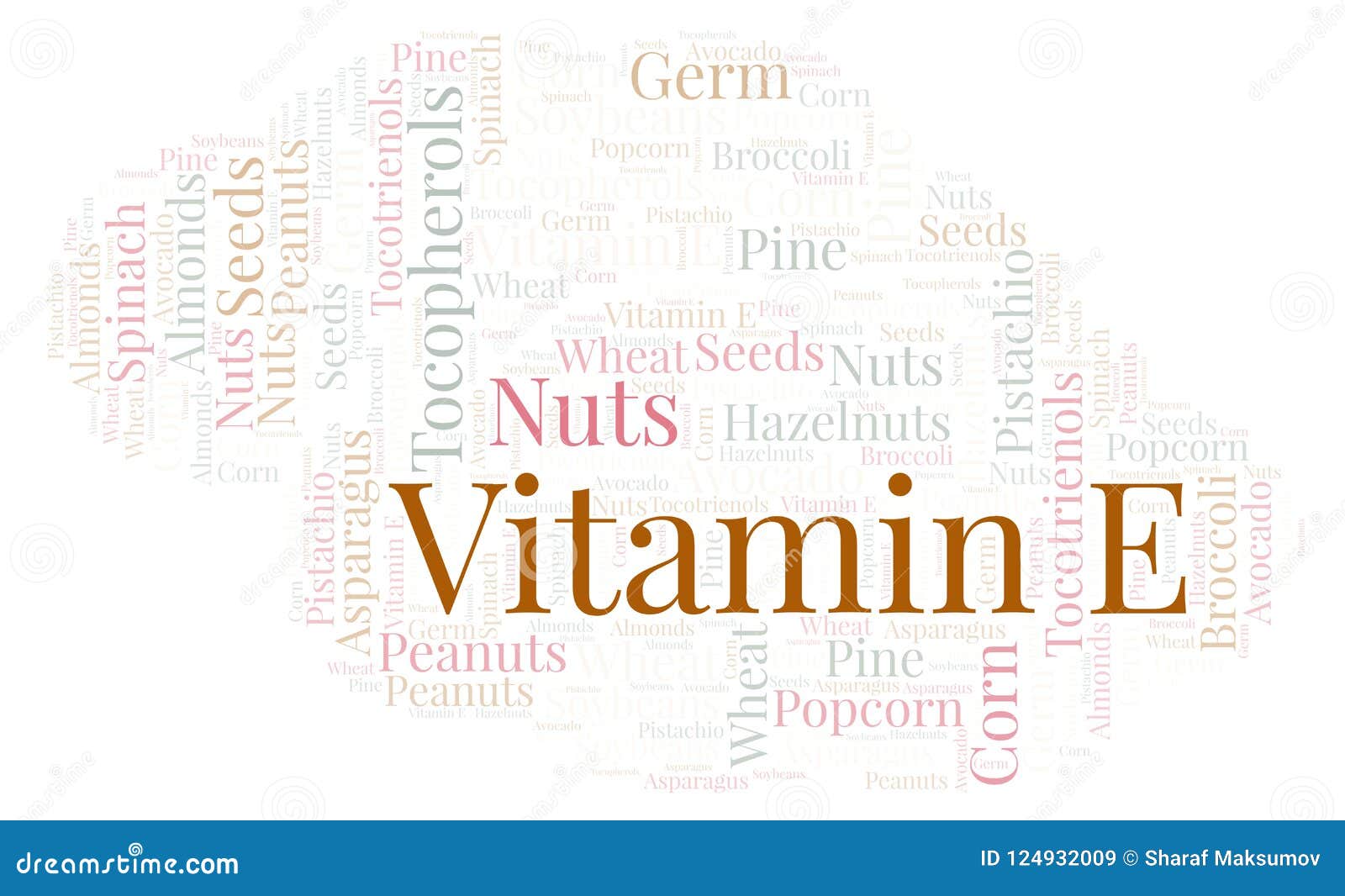 Vitamin E word cloud. stock illustration. Illustration of tocopherols