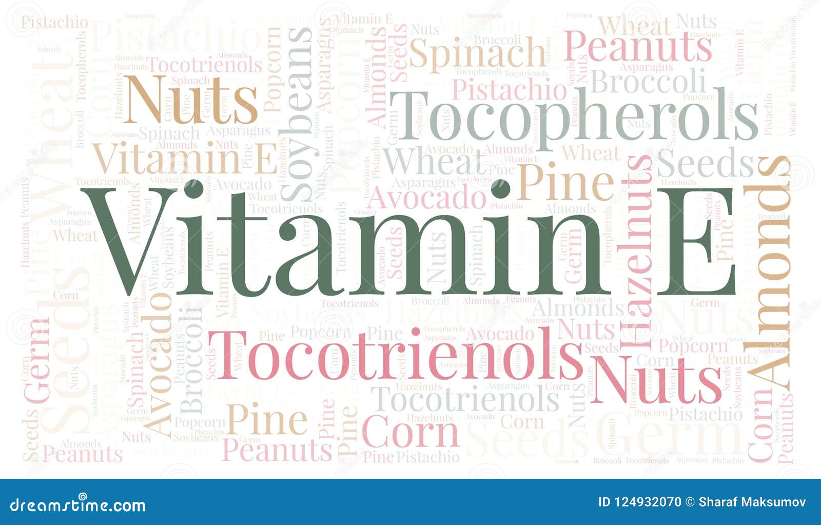 Vitamin E word cloud. stock illustration. Illustration of hazelnuts