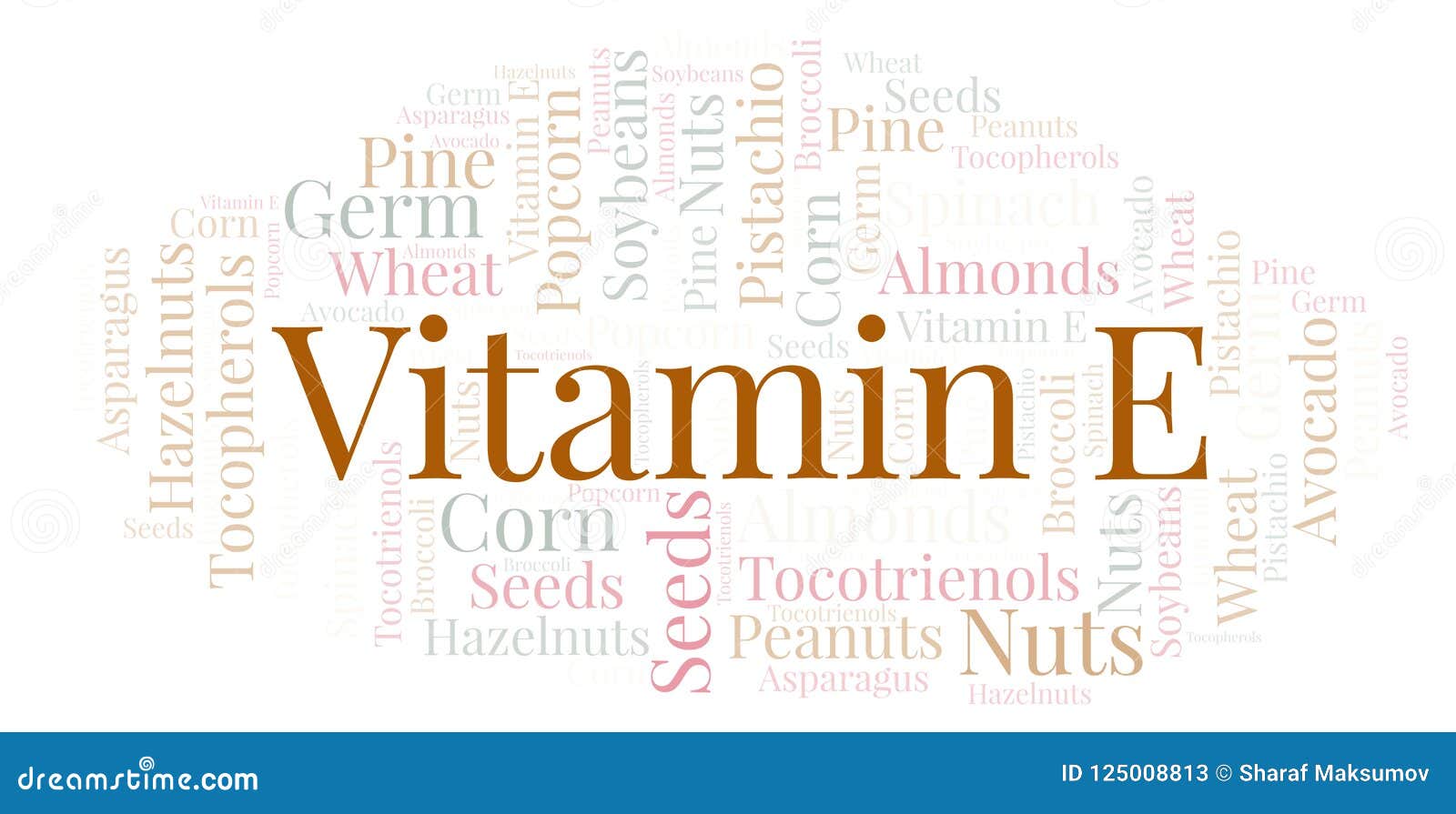 Vitamin E word cloud. stock illustration. Illustration of hazelnuts