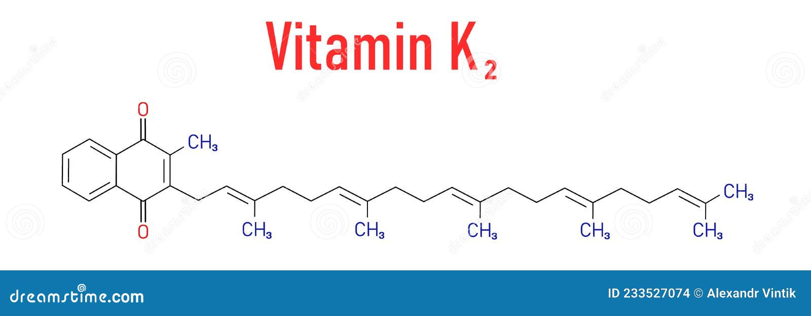 Vitamin K2 or Menaquinone Molecule. Skeletal Formula Stock Vector