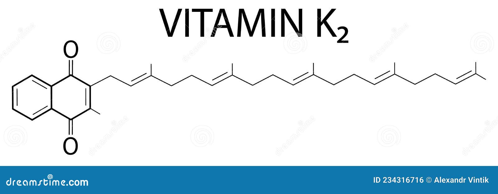 Vitamin K2 or Menaquinone Molecule. Skeletal Formula Stock Vector