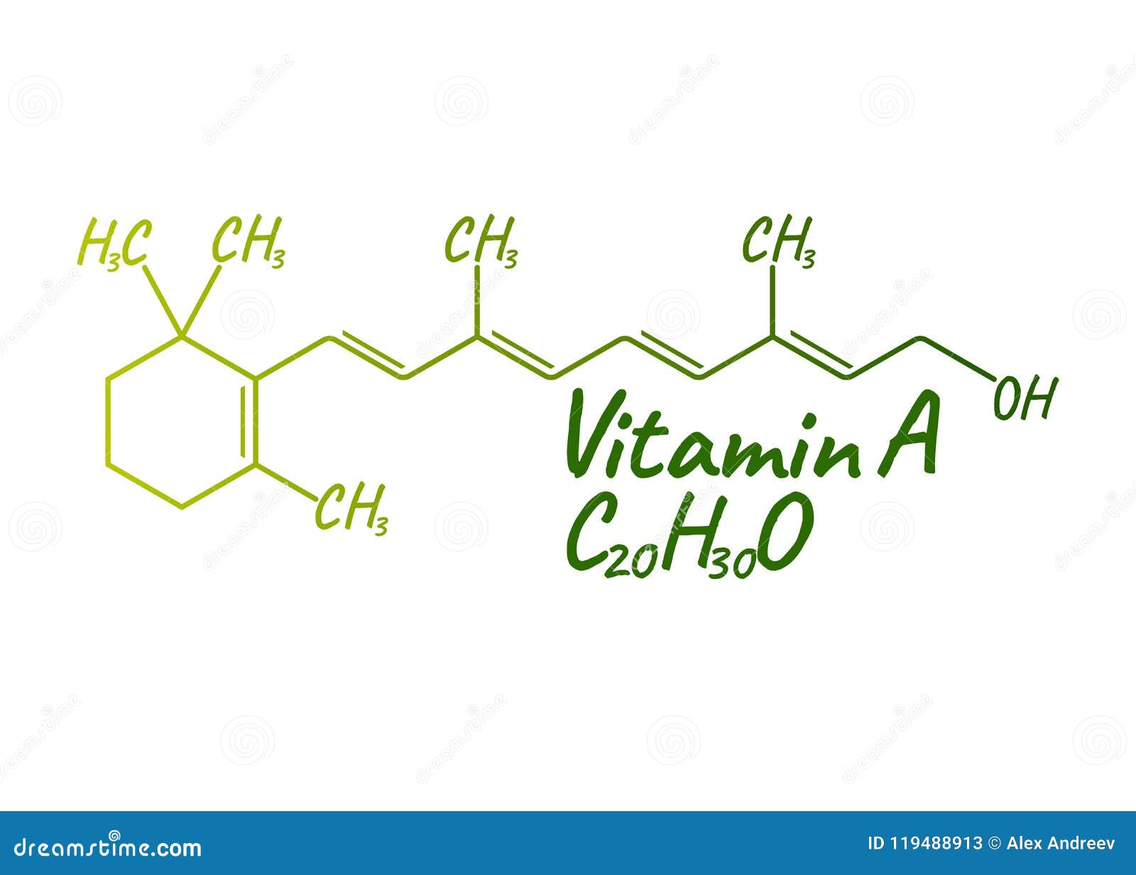Vitamin A Label And Icon Chemical Formula And Structure