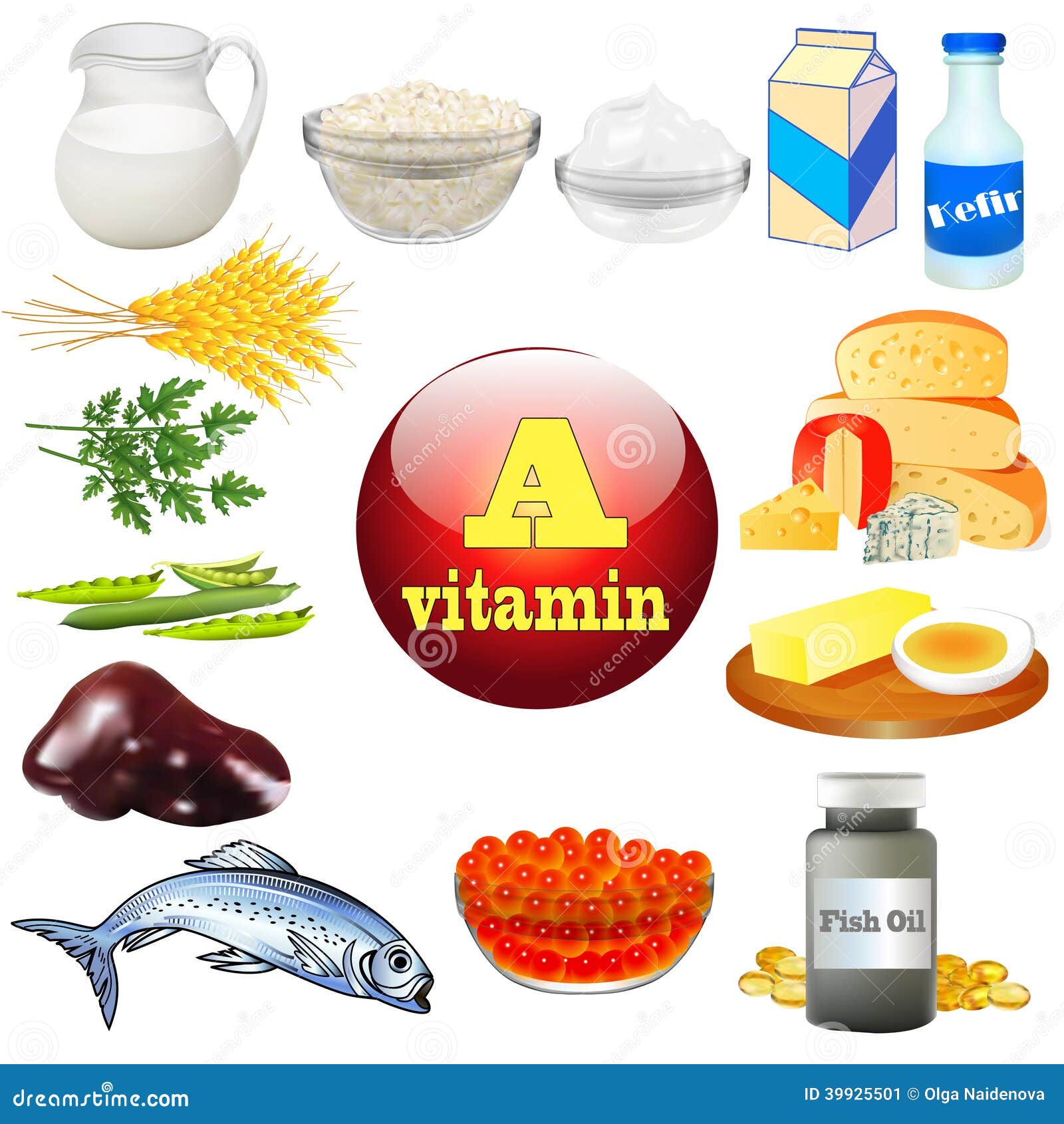 Vitamin a and Plant and Animal Products Stock Vector - Illustration of  beans, fish: 39925501
