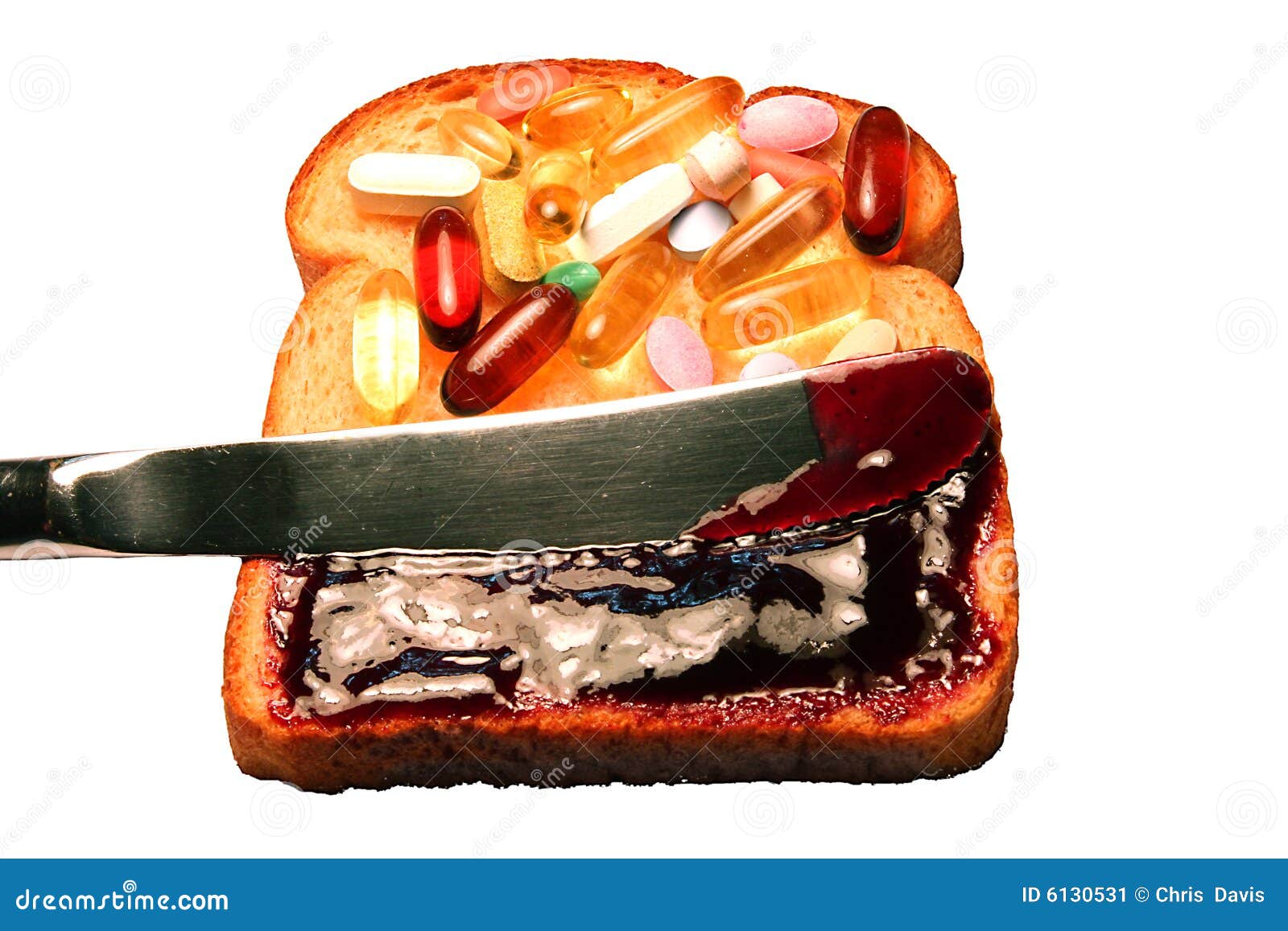 Vitamins on bread stock image. Image of suppliments, fruit 6130531