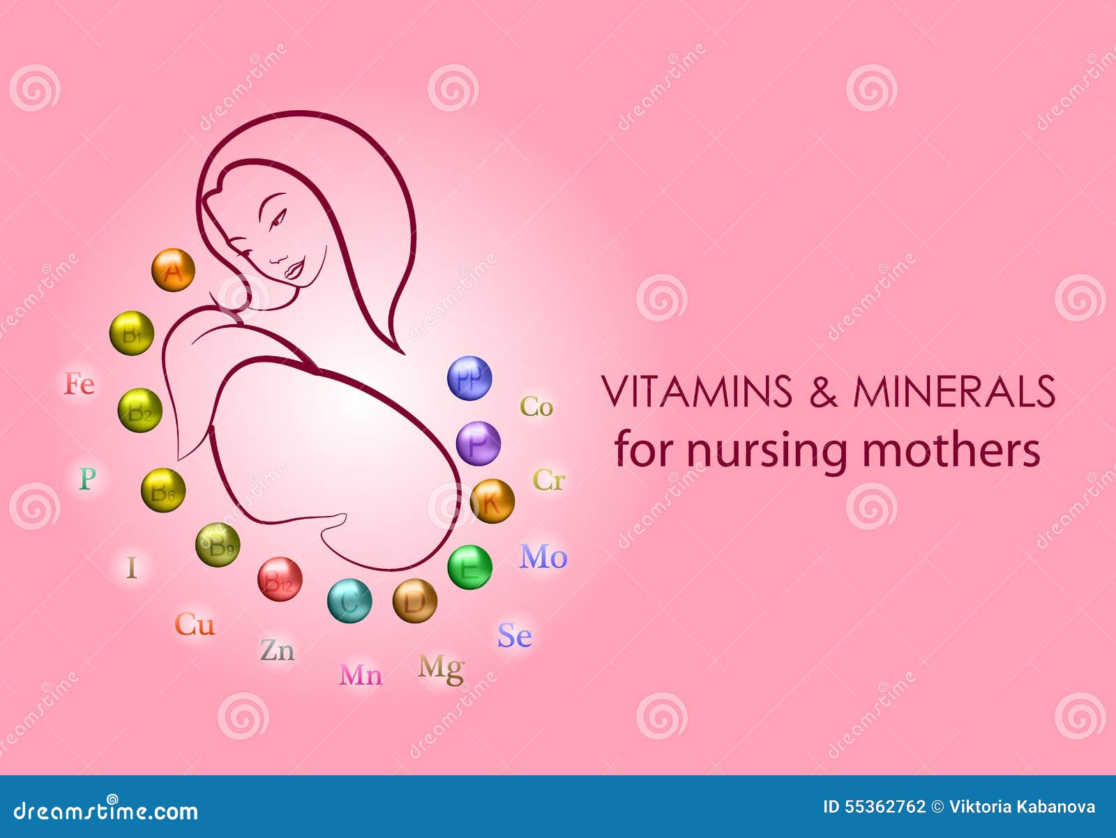 Vitamins and Minerals for Nursing Mothers Stock Vector Illustration