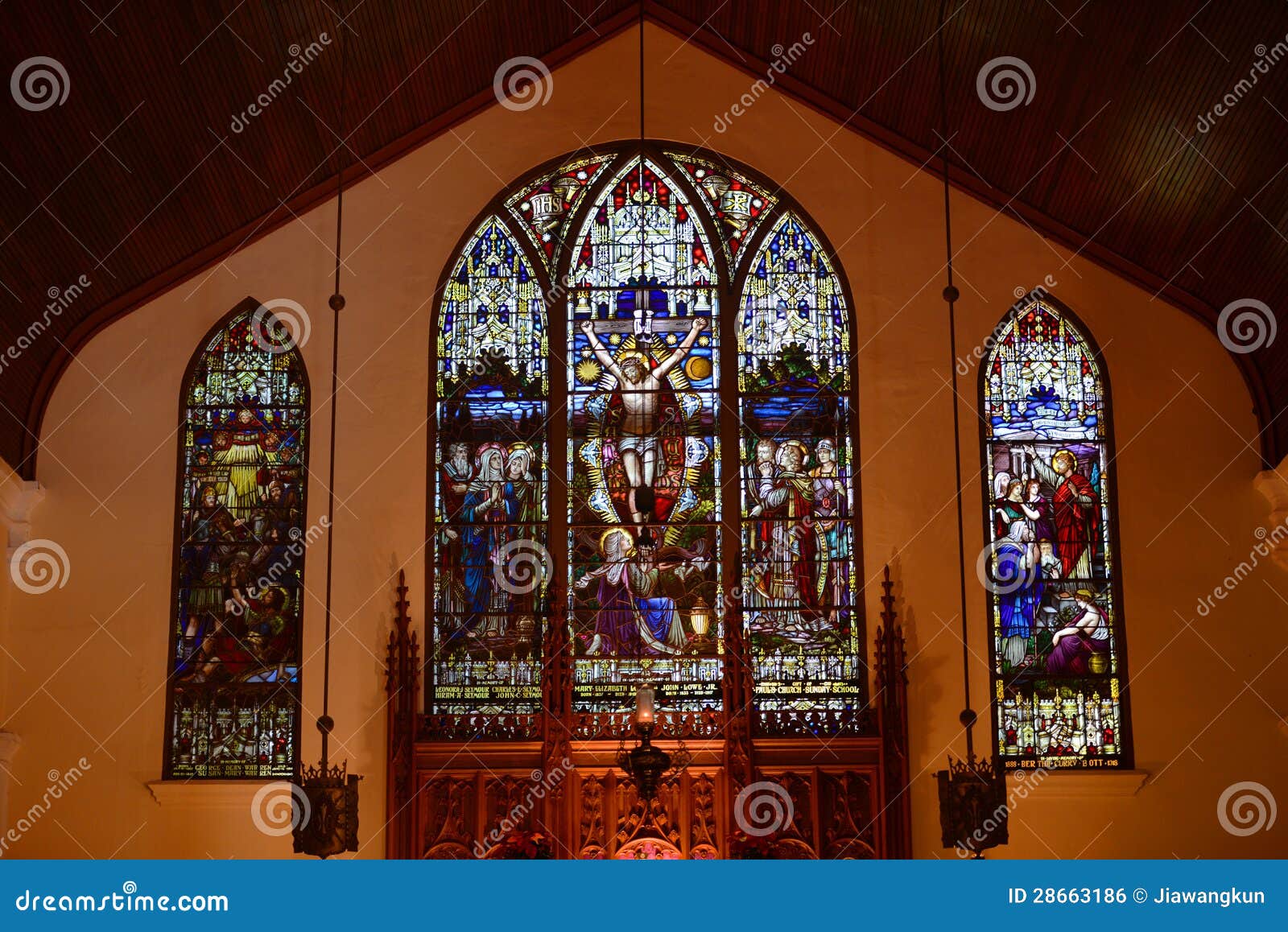 Vitral De La Iglesia Episcopal De San Pablo Foto de archivo - Imagen de