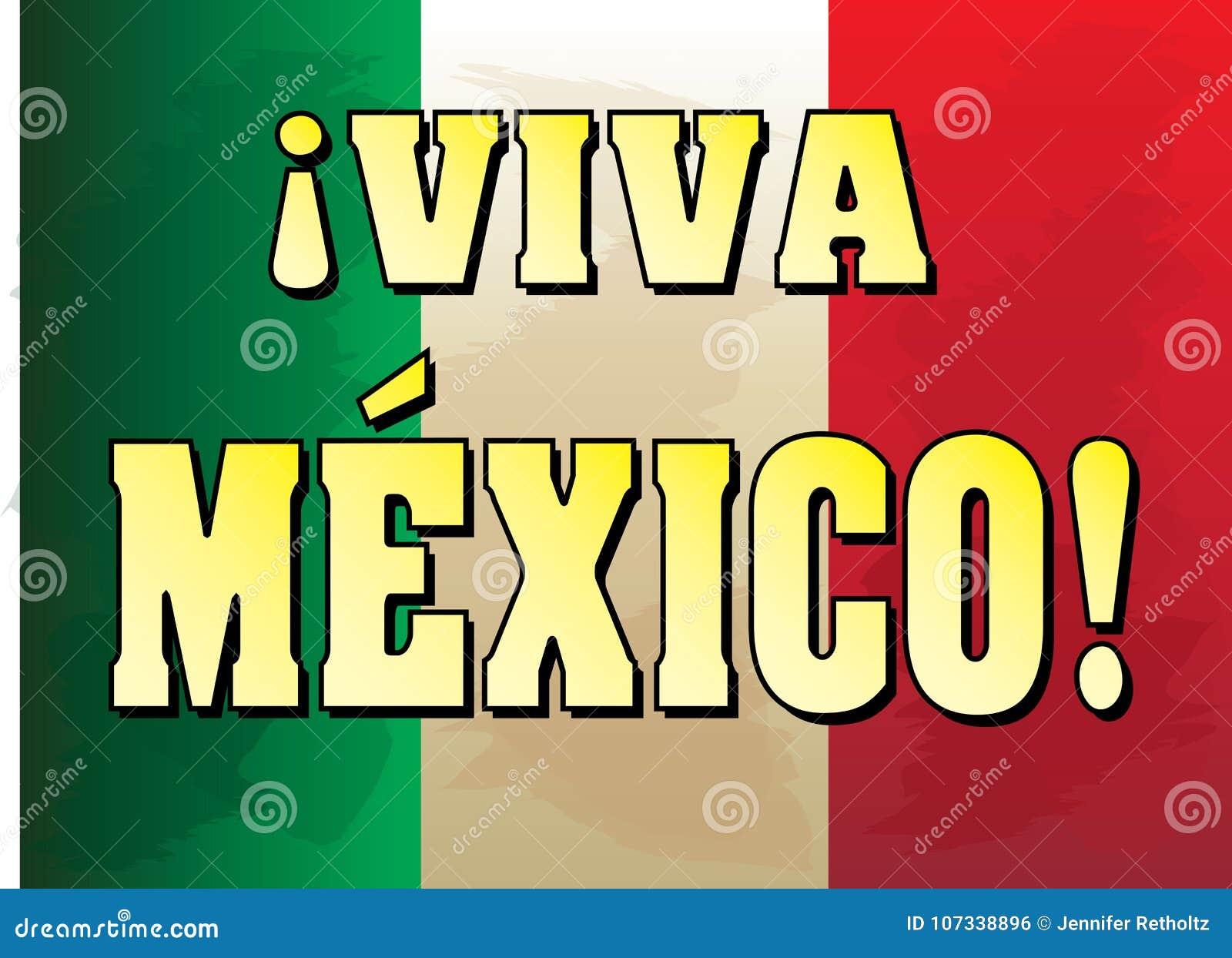 viva mexico! banner with mexican flag background