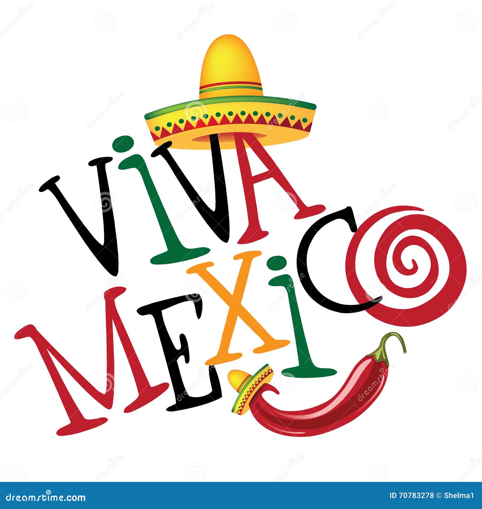 Viva Mexico Hand Drawn Type Design. Stock Vector - Illustration of design,  font: 70783278