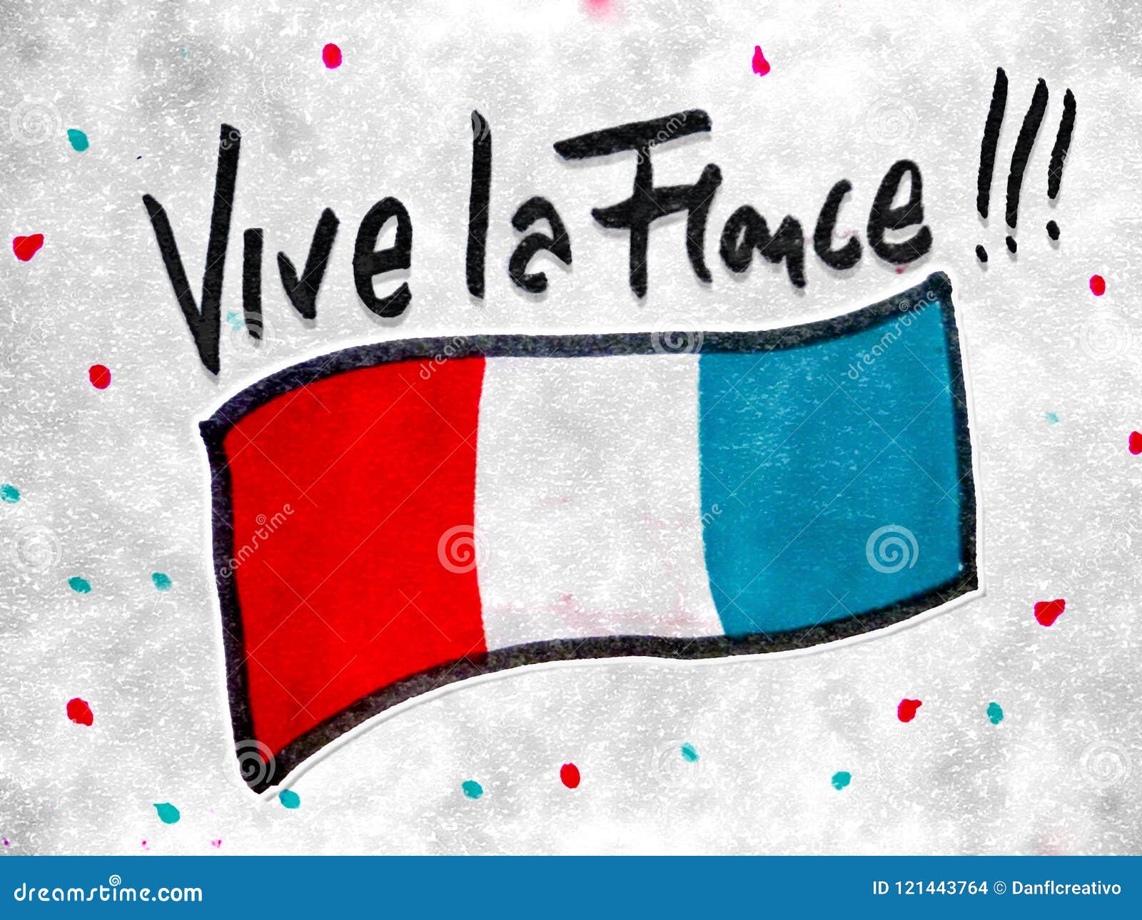 Vive La France Motif Hand Drawn Illustration Stock Illustration ...