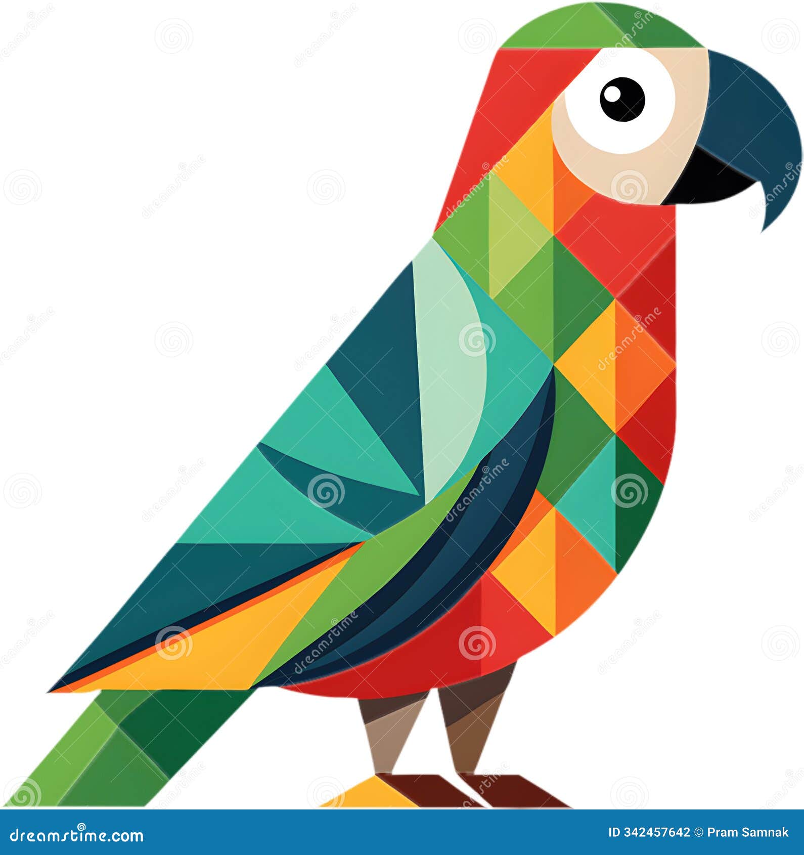 vivid cubism parrot clipart with angular patterns.