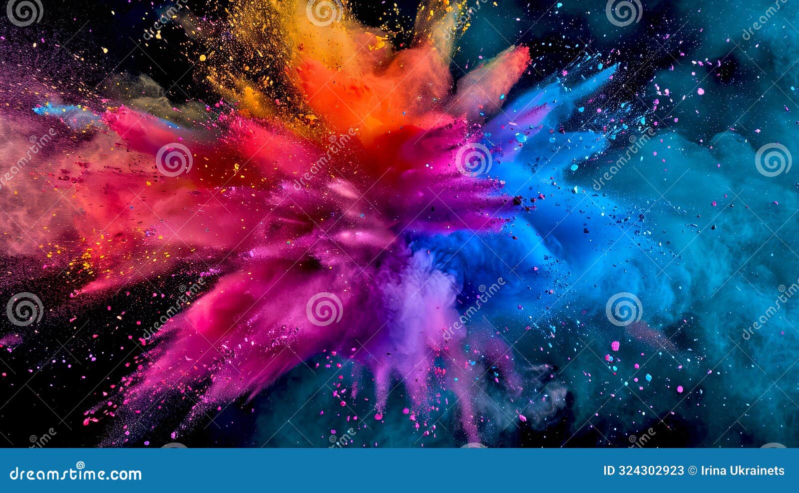 vivid explosion of colorful powder in mid-air creating a vibrant and dynamic display. abstract vibrant artwork perfect