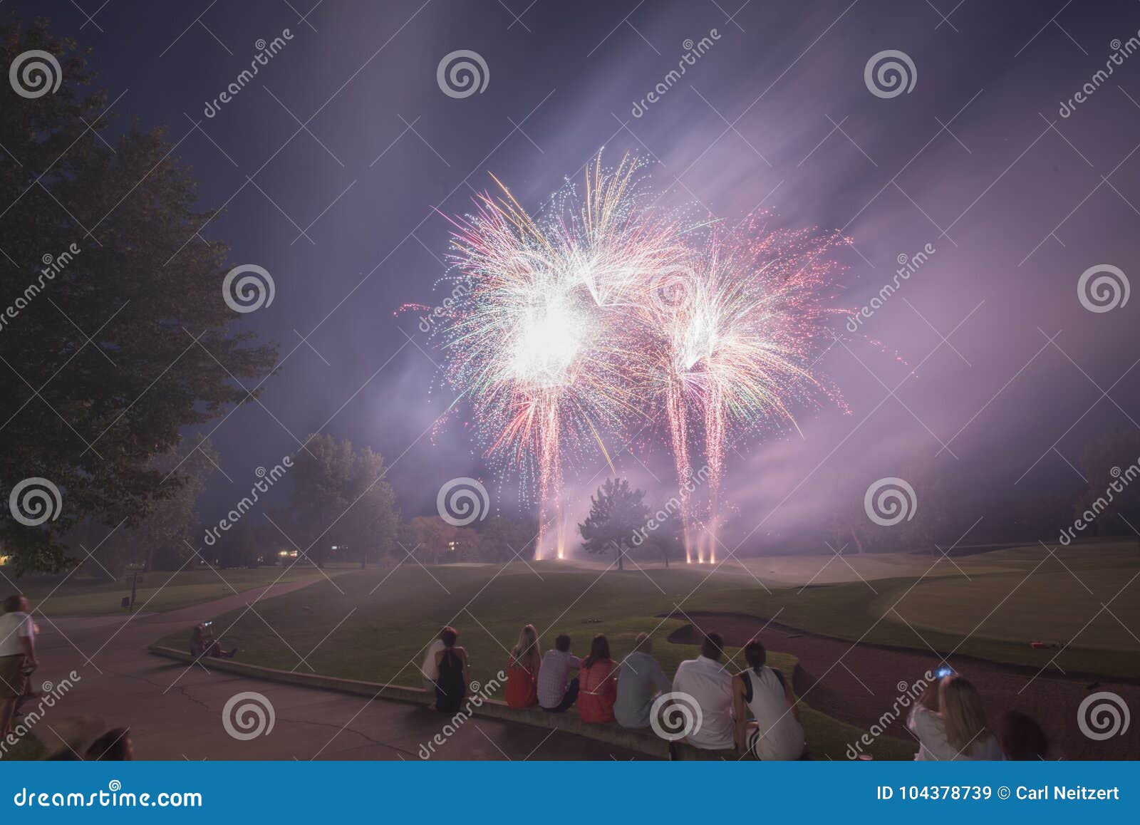 Golf Course Fireworks Display Editorial Stock Image Image of audience
